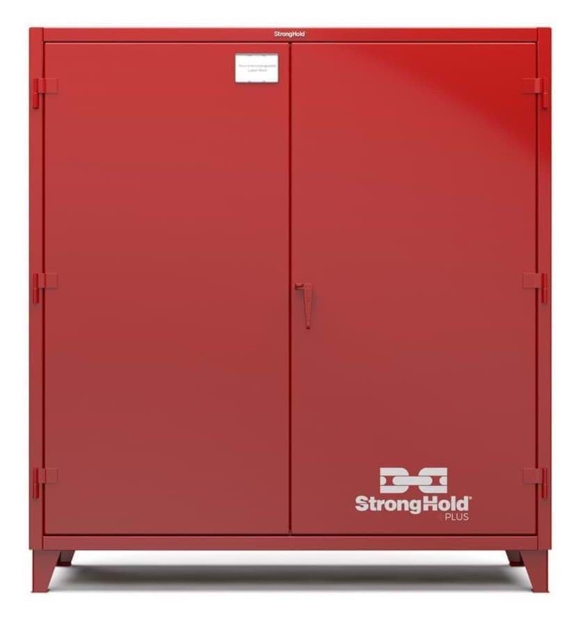 Picture of Strong Hold Plus Industrial Cabinet, 72" x 24" x 78", Single-Shift, Solid Doors, Red (RAL 3001)