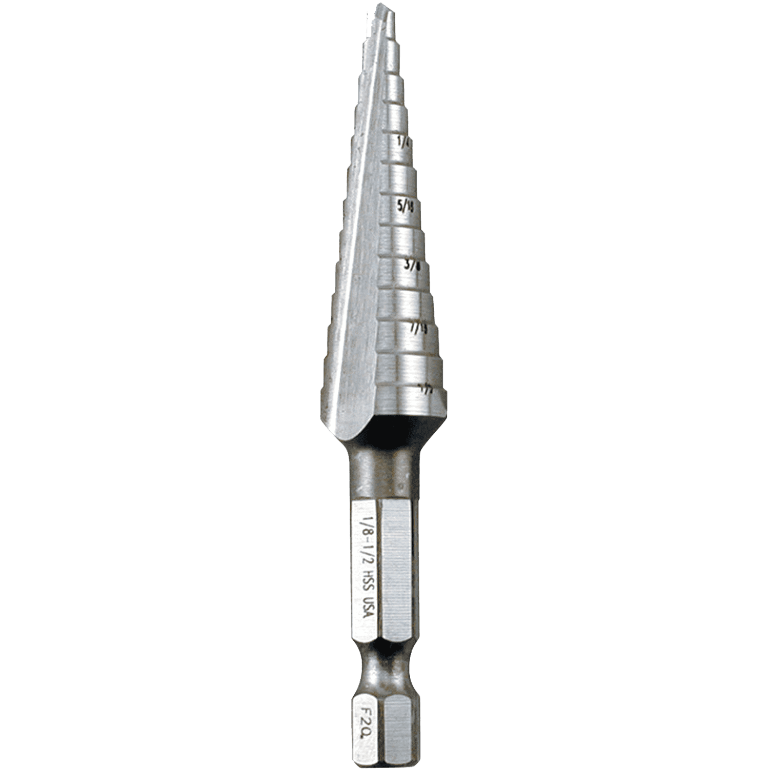 Picture of 1/8" - 1/2" H.S.S. Step Drill Bit, 1/4" Hex Shank