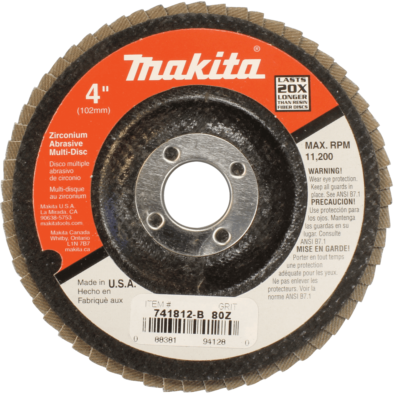 Picture of 4" x 5/8" Multi-Disc, 80 Grit, Angled Type 29, 10/pk