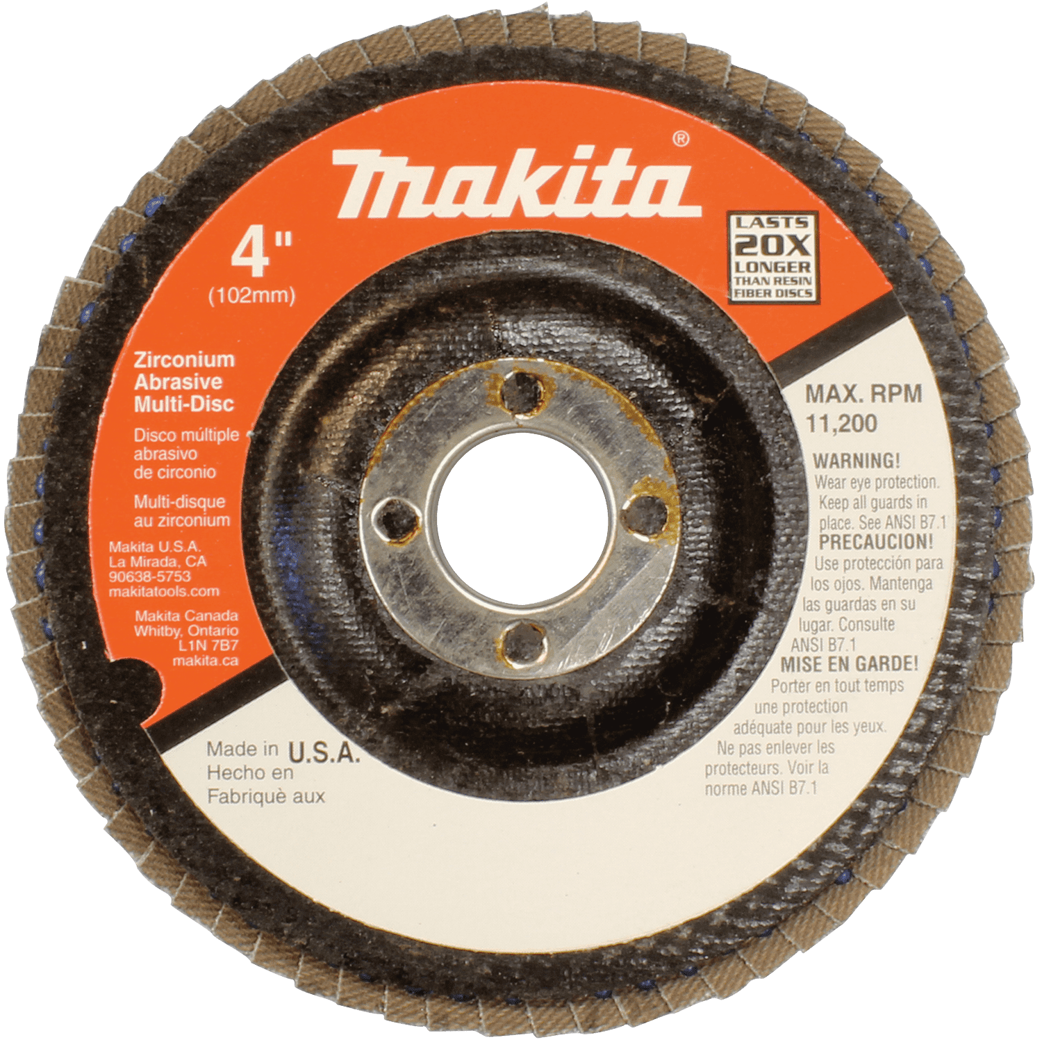 Picture of 4" x 5/8" Multi-Disc, 120 Grit, Angled Type 29, 10/pk