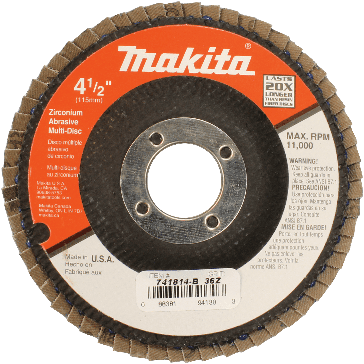 Picture of 4-1/2" x 7/8" Multi-Disc, 36 Grit, Angled Type 29, 10/pk