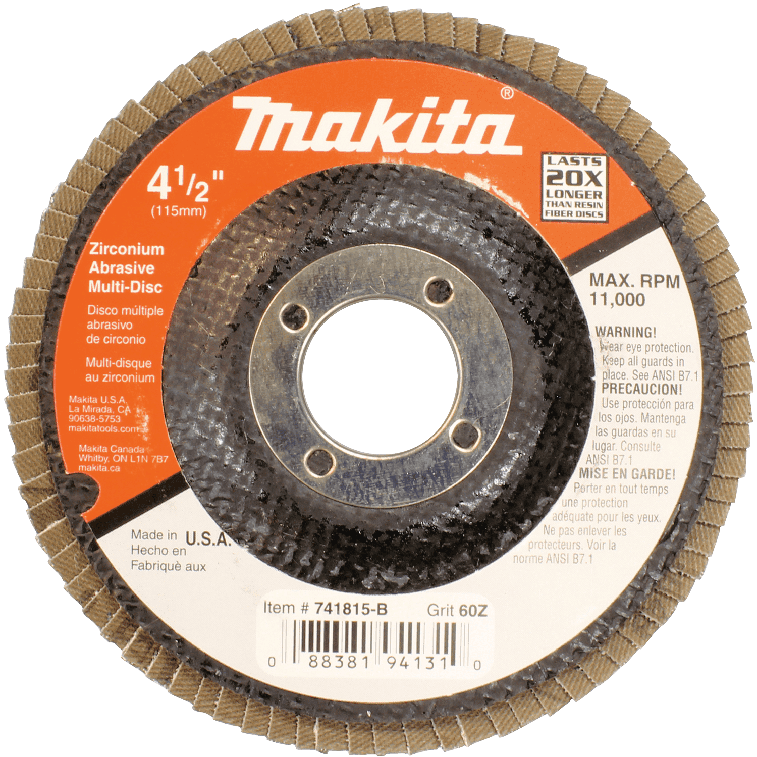 Picture of 4-1/2" x 7/8" Multi-Disc, 60 Grit, Angled Type 29, 10/pk