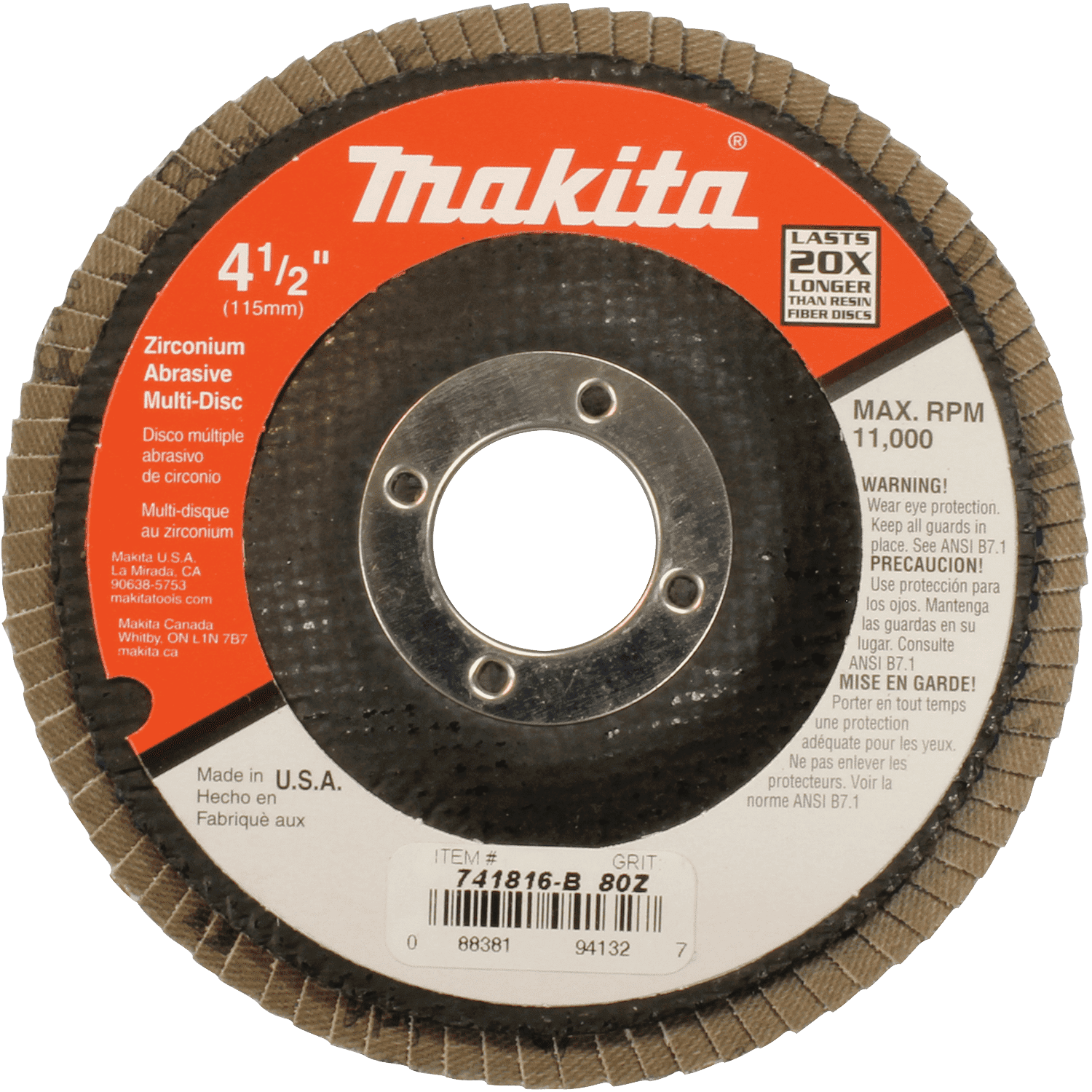 Picture of 4-1/2" x 7/8" Multi-Disc, 80 Grit, Angled Type 29, 10/pk