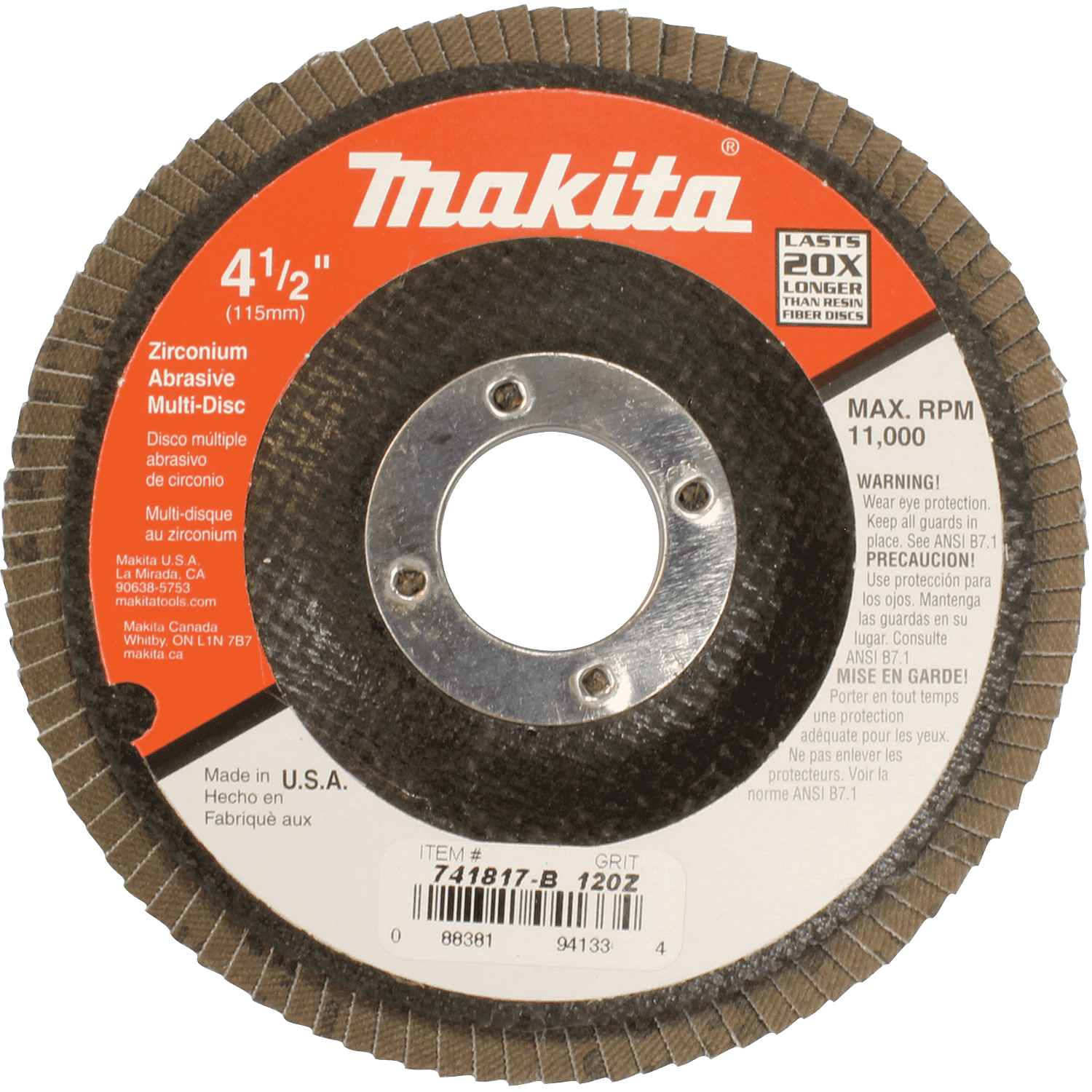 Picture of 4-1/2" x 7/8" Multi-Disc, 120 Grit, Angled Type 29, 10/pk