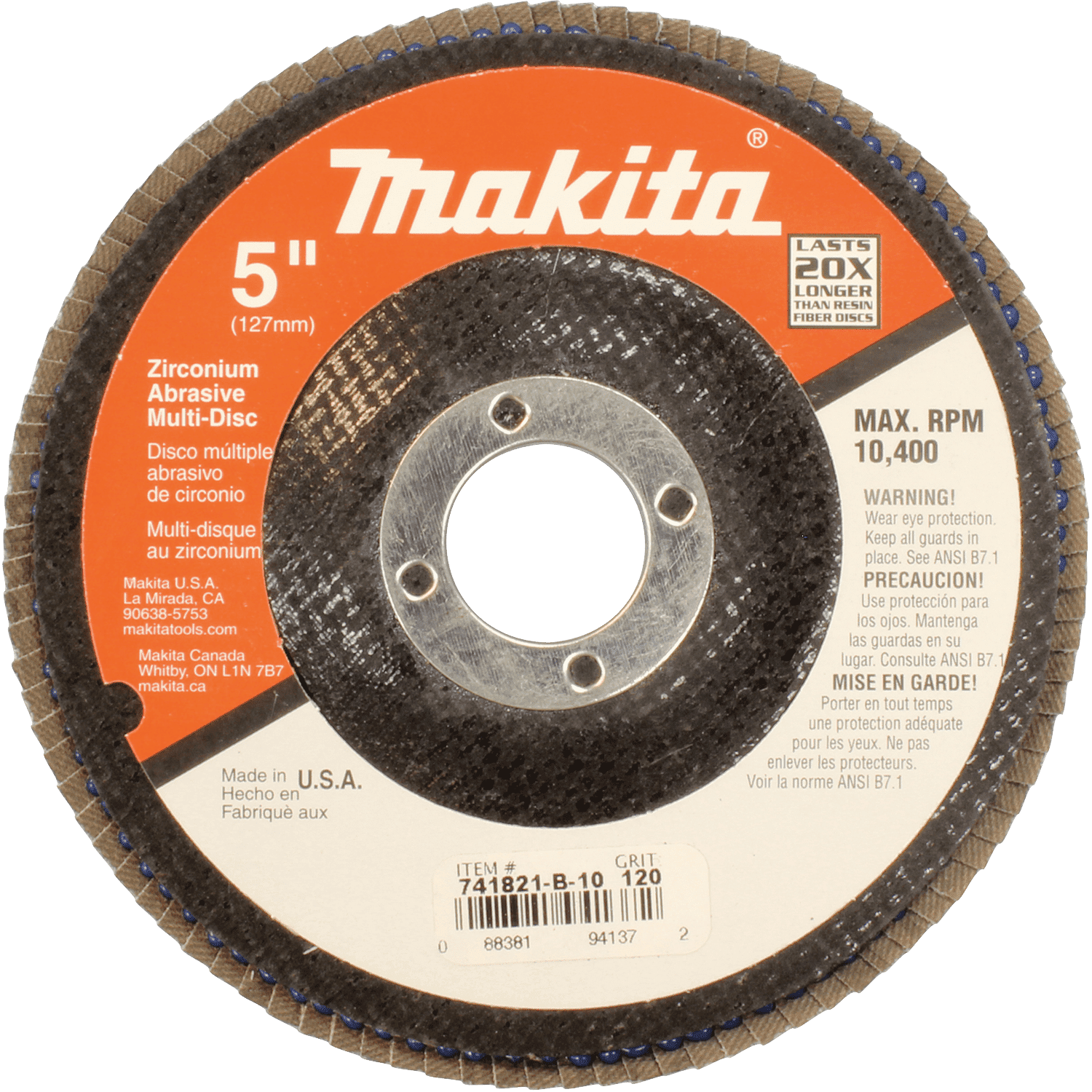 Picture of 5" x 7/8" Multi-Disc, 120 Grit, Angled Type 29, 10/pk