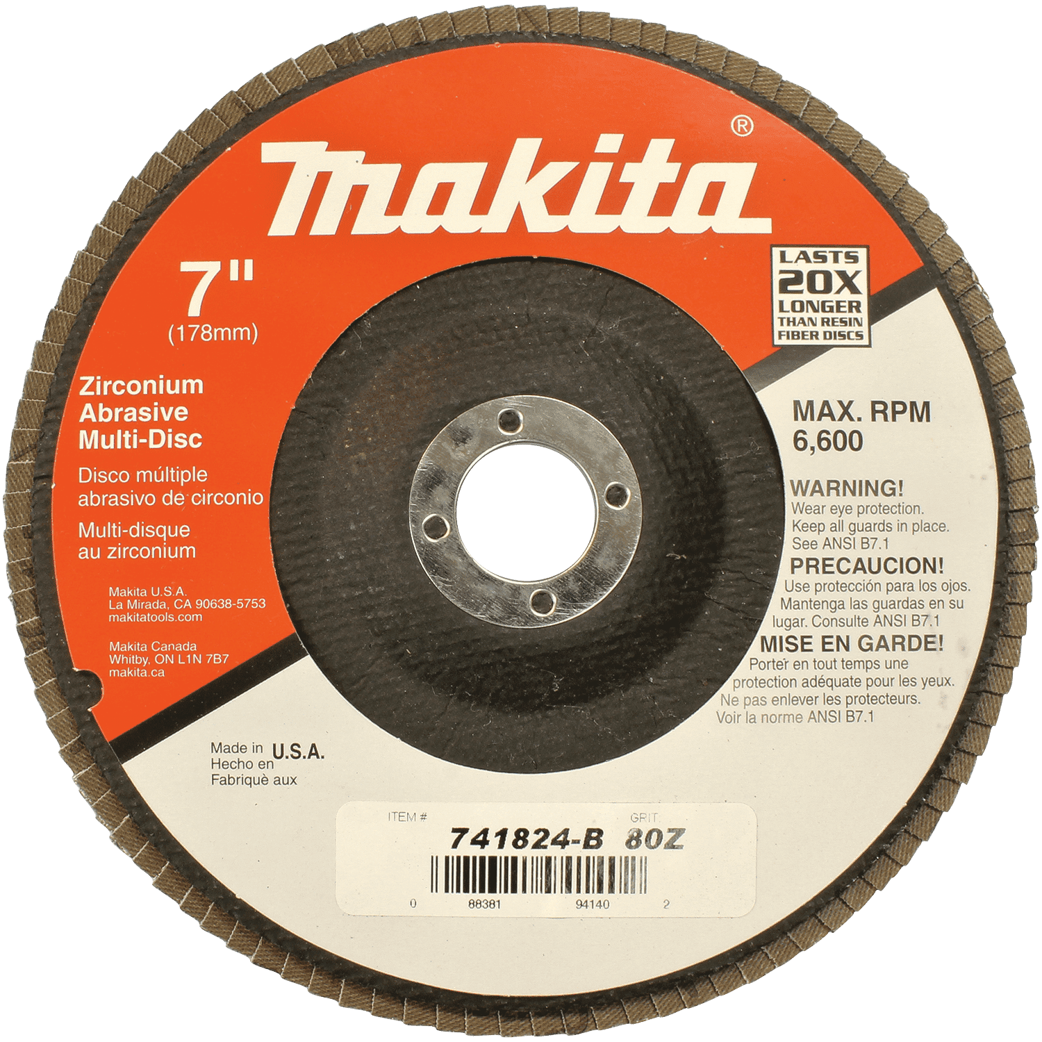 Picture of 7" x 7/8" Multi-Disc, 80 Grit, Angled Type 29, 10/pk