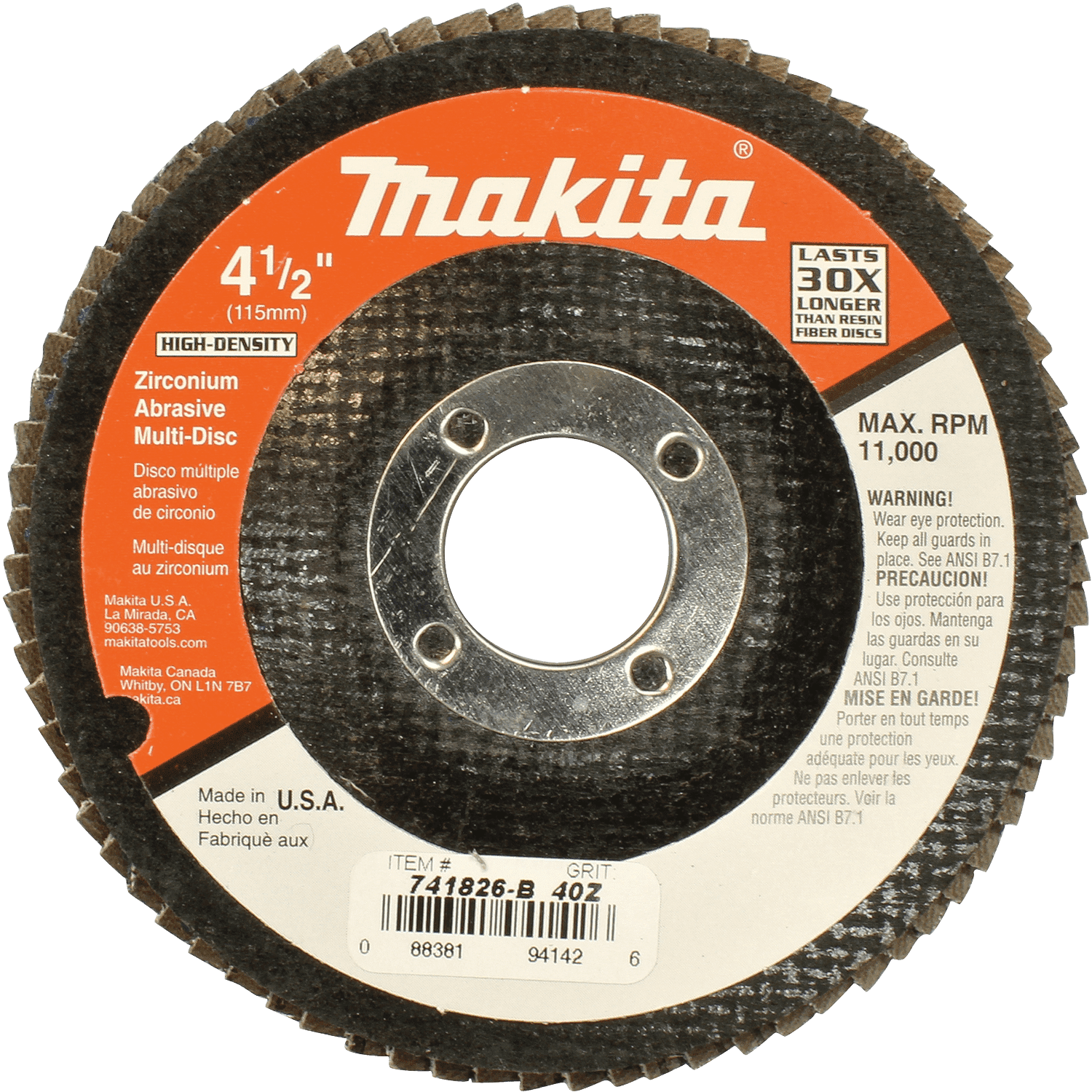Picture of 4-1/2" x 7/8" Multi-Disc, 40 Grit, Flat Type 27, 10/pk