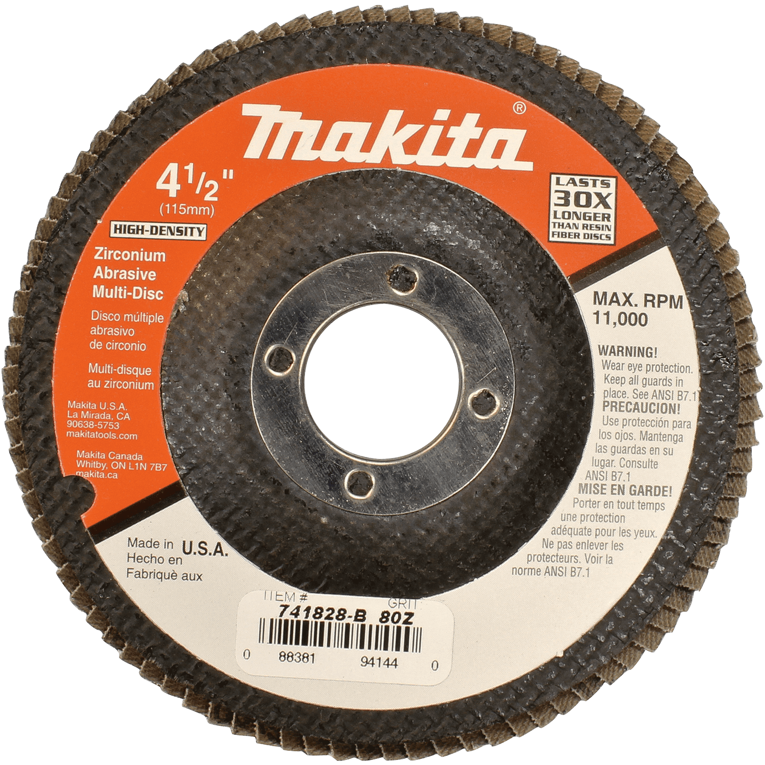 Picture of 4-1/2" x 7/8" Multi-Disc, 80 Grit, Flat Type 27, 10/pk