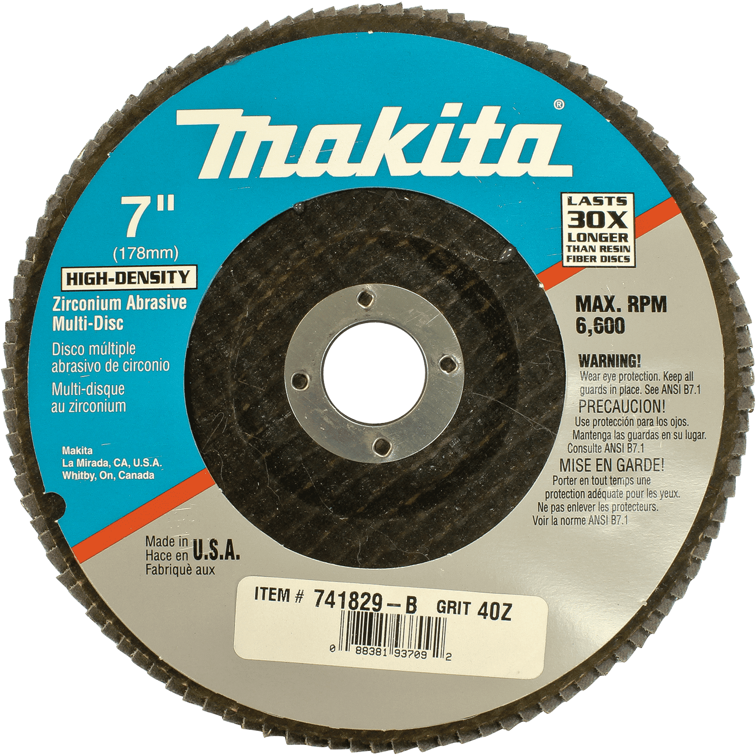 Picture of 7" x 7/8" Multi-Disc, 40 Grit, Flat Type 27, 10/pk