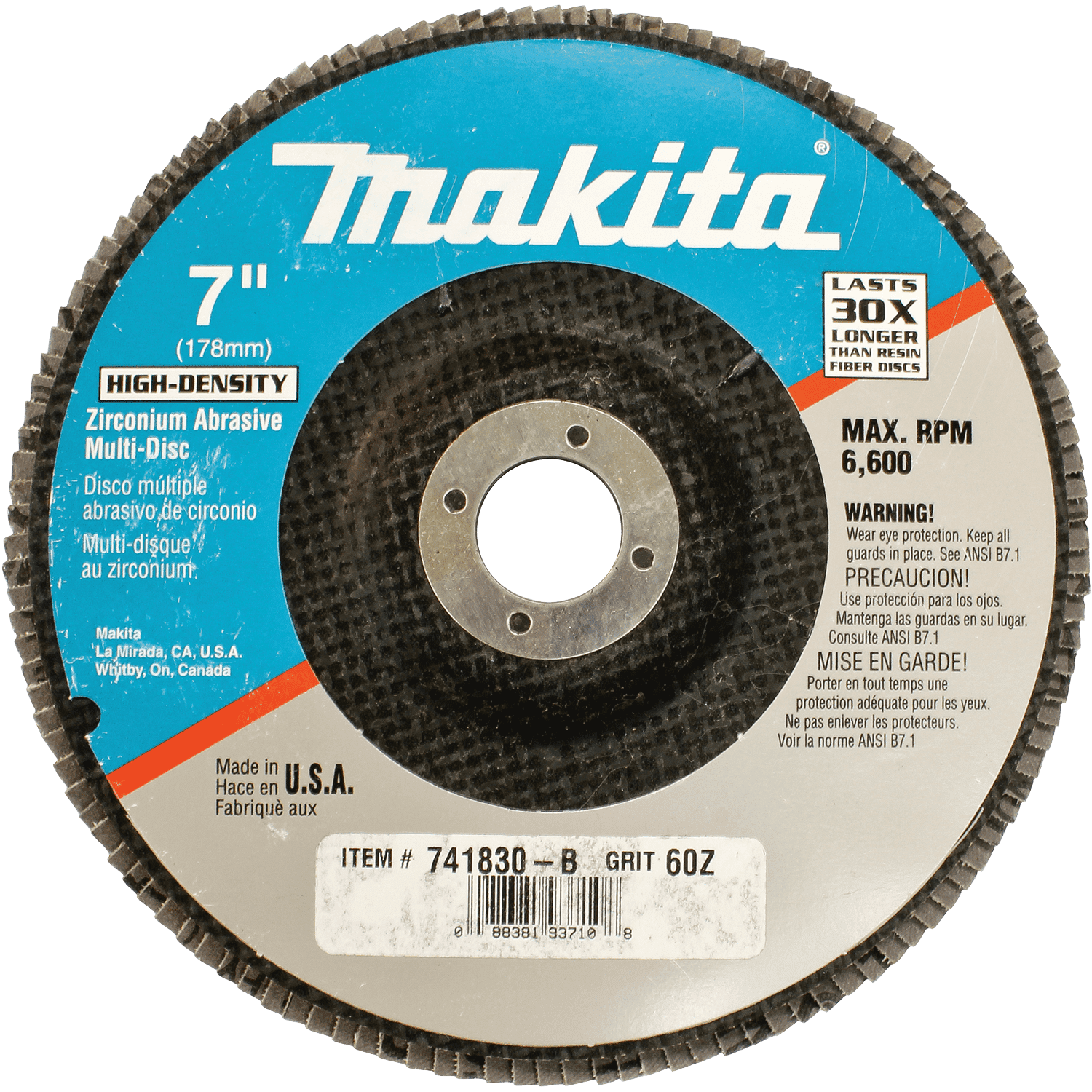 Picture of 7" x 7/8" Multi-Disc, 60 Grit, Flat Type 27, 10/pk