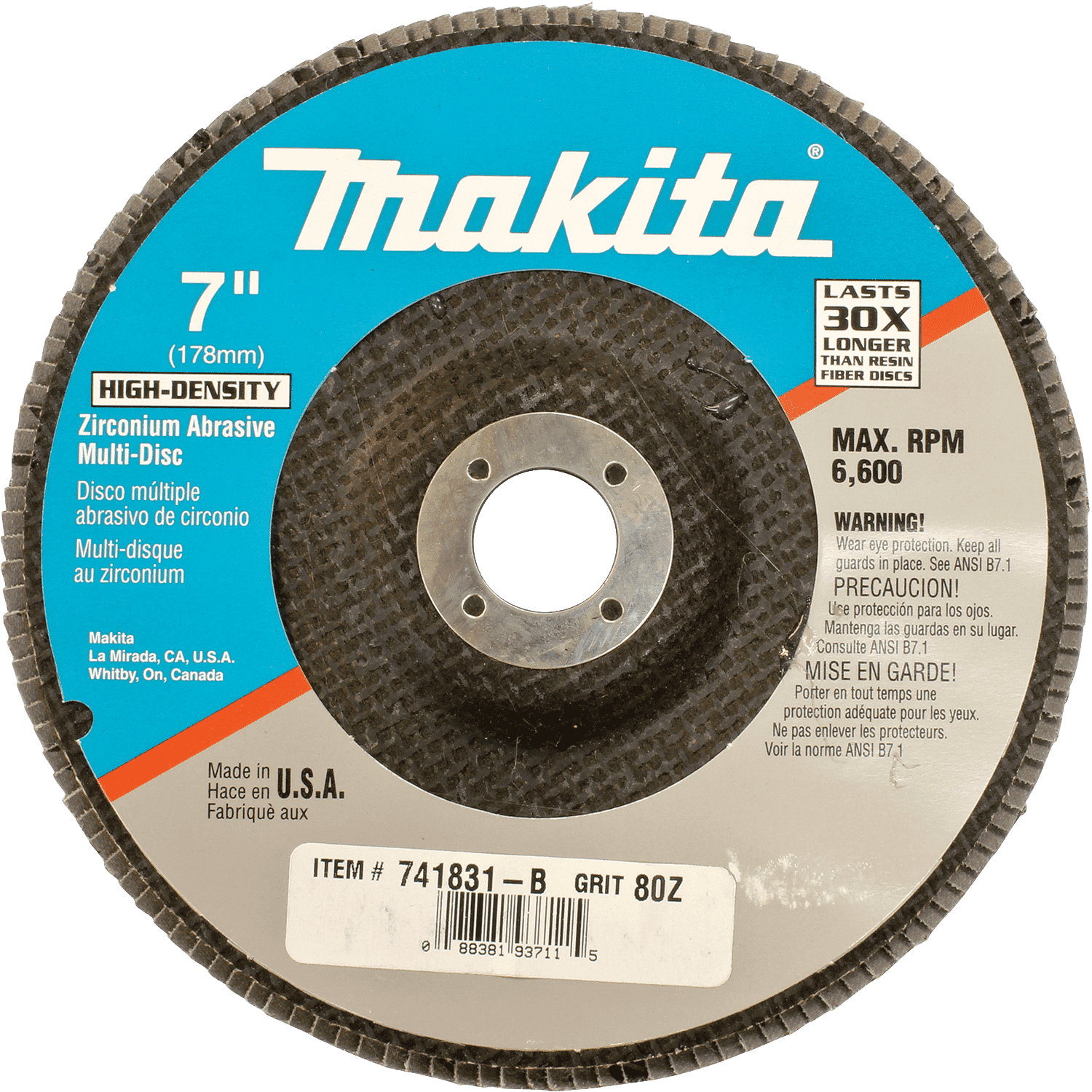 Picture of 7" x 7/8" Multi-Disc, 80 Grit, Flat Type 27, 10/pk