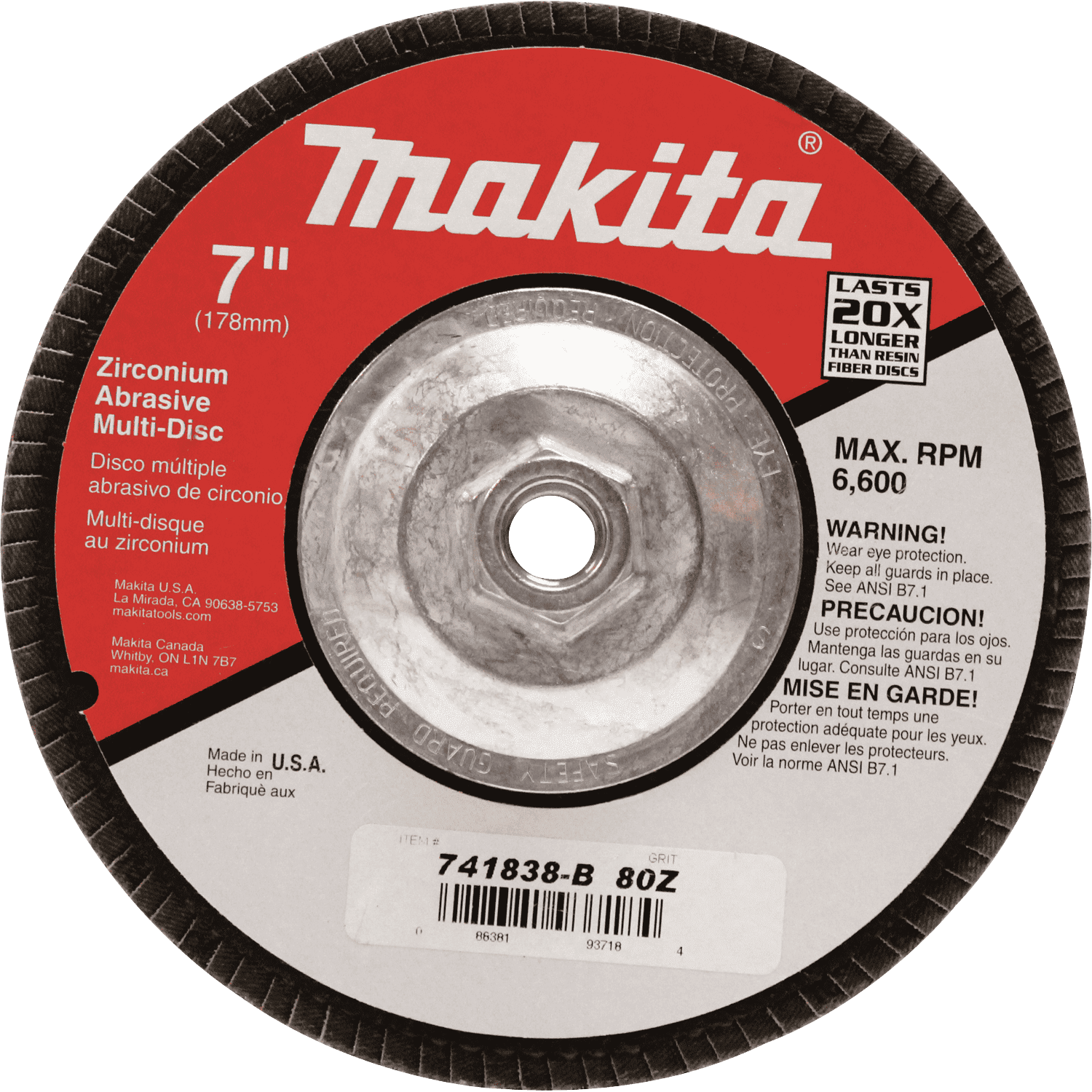 Picture of 7" Multi-Disc, Hubbed, 80 Grit, Angled Type 29, 10/pk