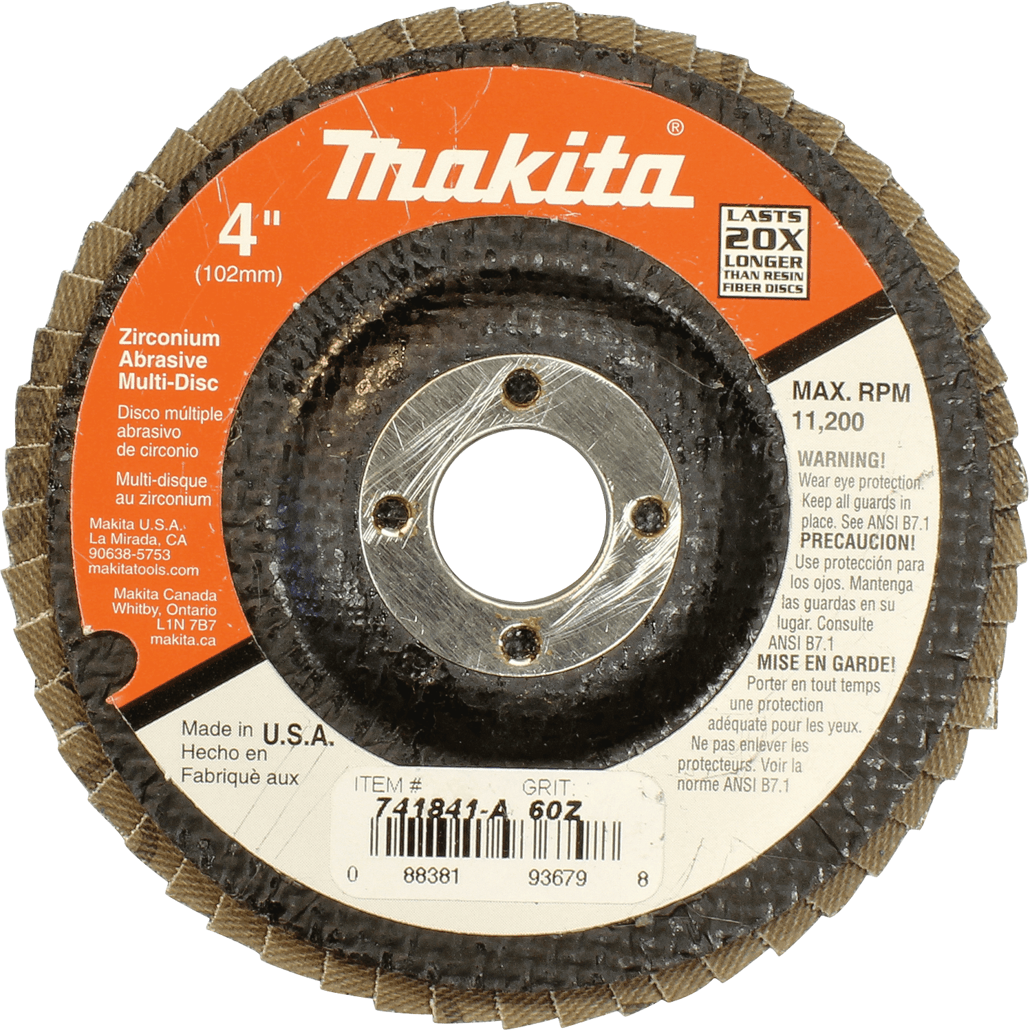 Picture of 4" x 5/8" Multi-Disc, 60 Grit, Angled Type 29