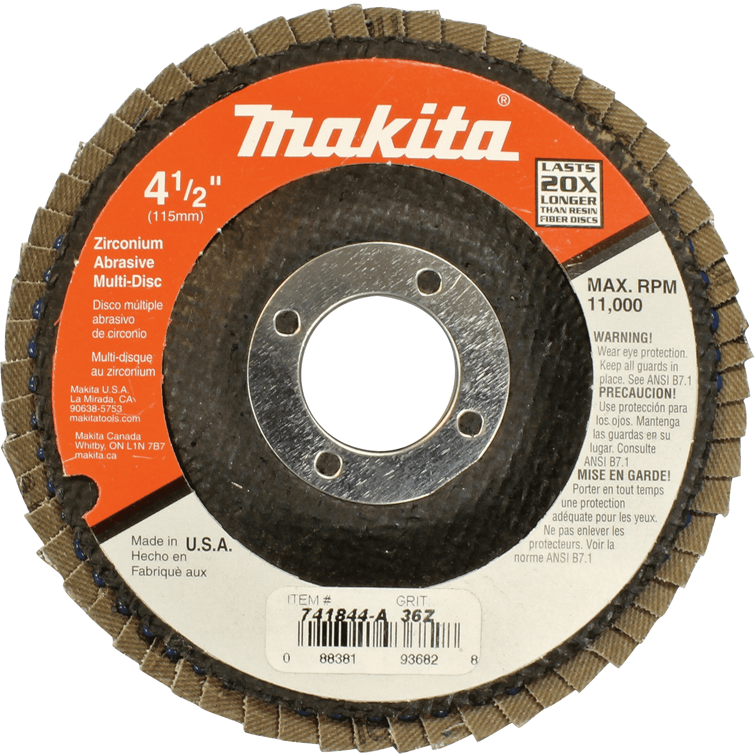 Picture of 4-1/2" x 7/8" Multi-Disc, 36 Grit, Angled Type 29