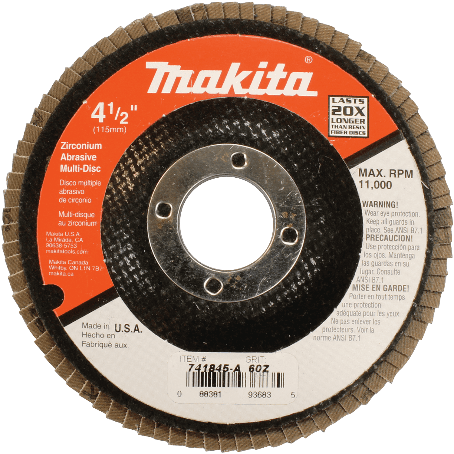 Picture of 4-1/2" x 7/8" Multi-Disc, 60 Grit, Angled Type 29