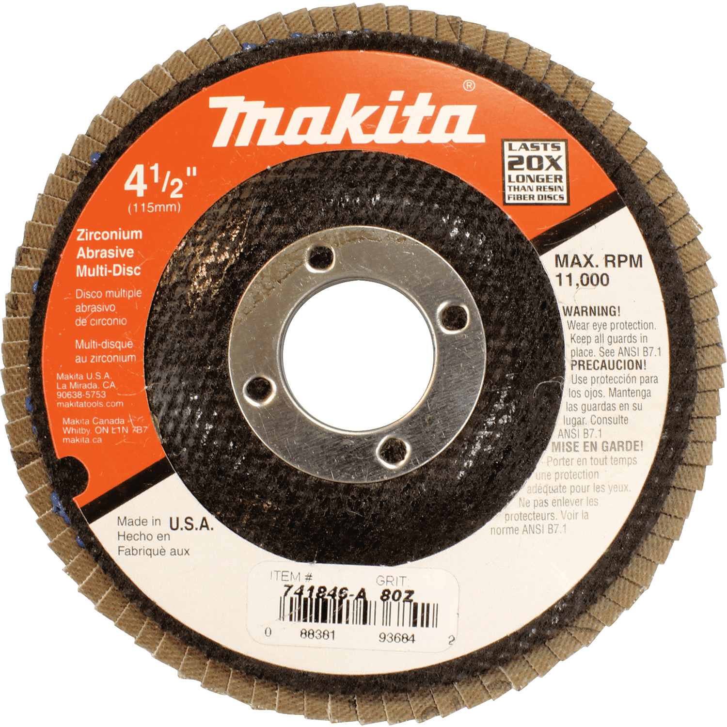 Picture of 4-1/2" x 7/8" Multi-Disc, 80 Grit, Angled Type 29