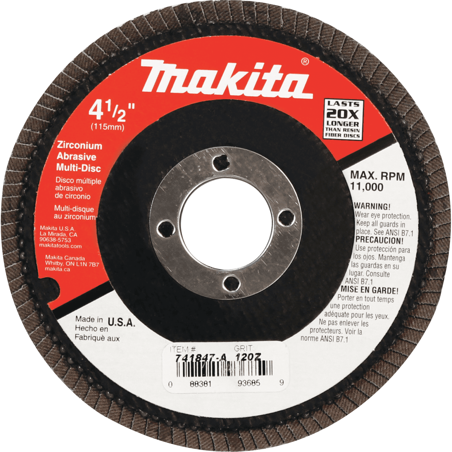Picture of 4-1/2" x 7/8" Multi-Disc, 120 Grit, Angled Type 29