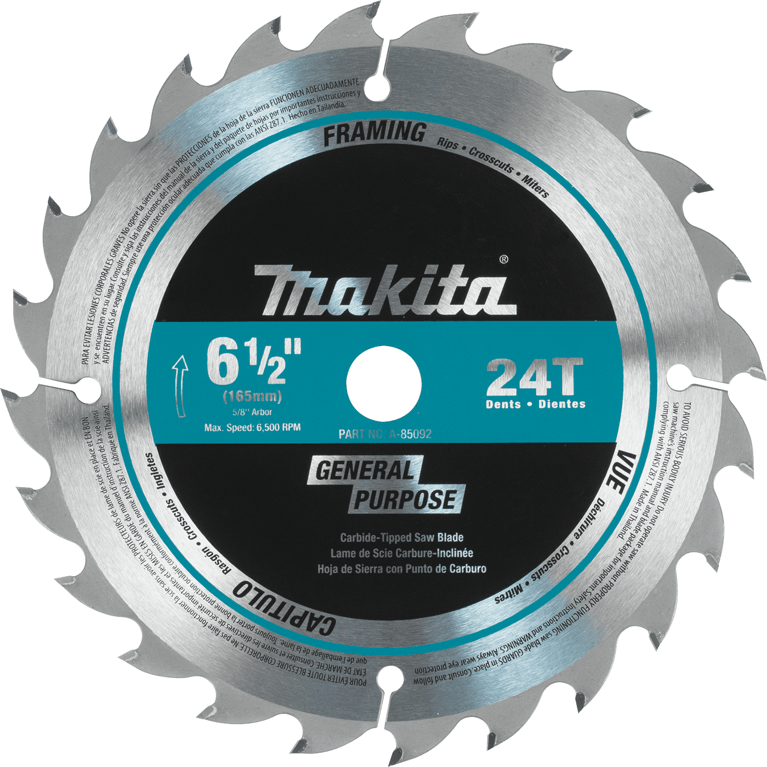 Picture of 6-1/2" 24T Carbide-Tipped Circular Saw Blade, General Purpose