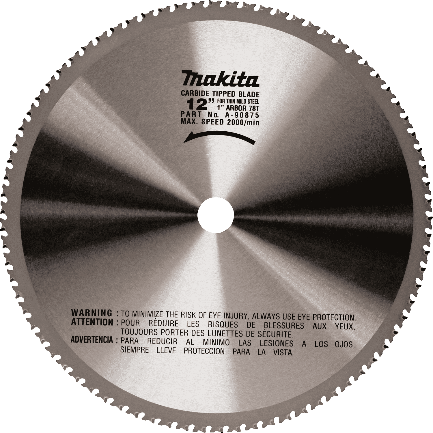 Picture of 12" 78T Carbide-Tipped Saw Blade, Ferrous Metal, Thin Gauge (In.)