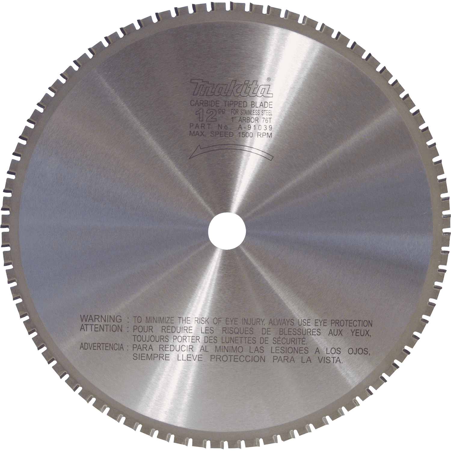 Picture of 12" (76T) Carbide-Tipped Metal Cutting Blade, Stainless Steel