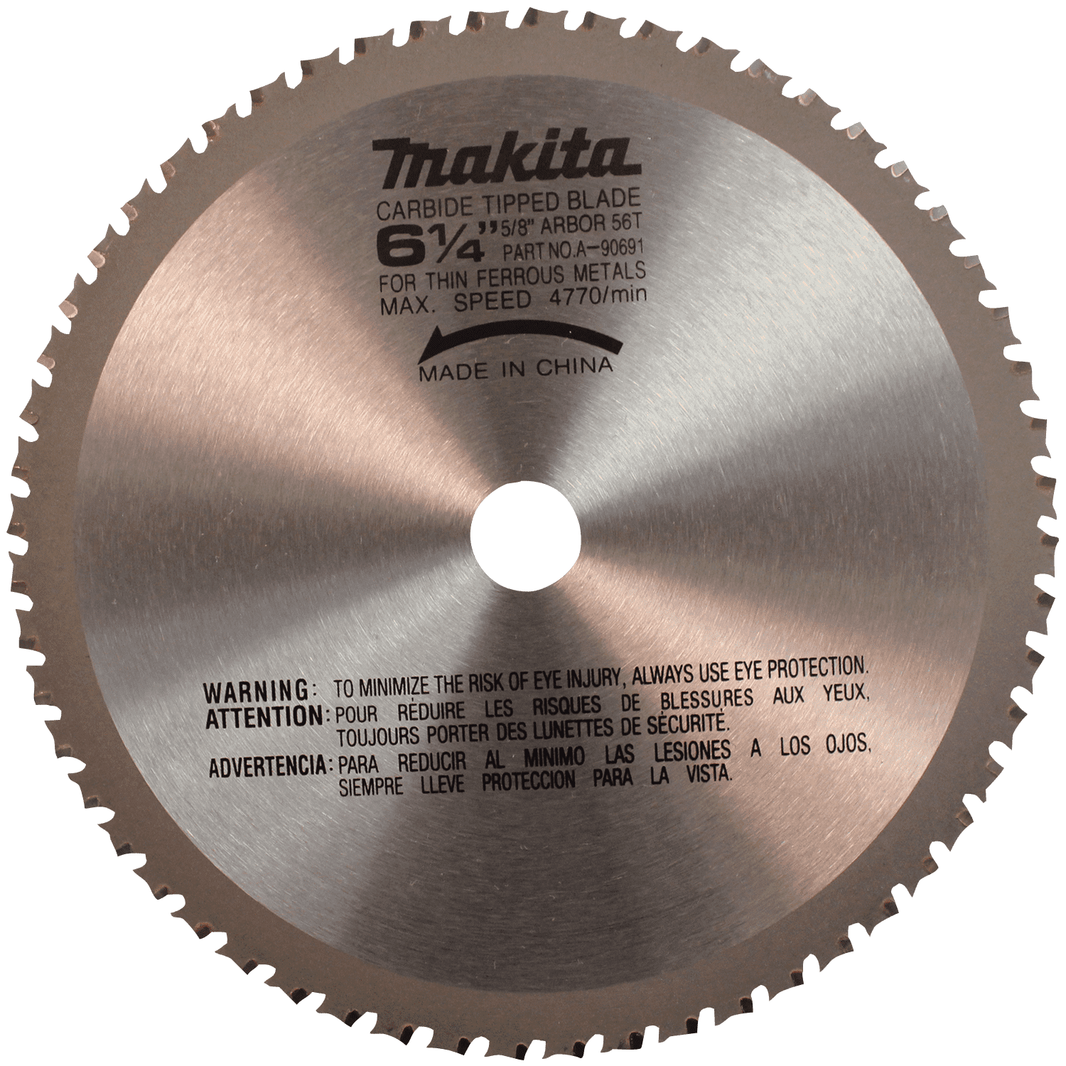 Picture of 6-1/4" 56T Carbide-Tipped Saw Blade, Ferrous Metal, Thin Gauge (In.)