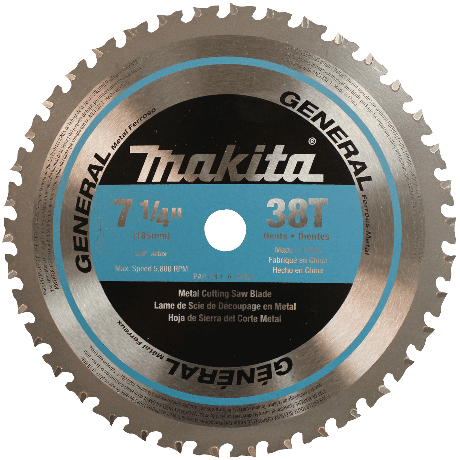 Picture of 7-1/4" 38T Carbide-Tipped Saw Blade, Ferrous Metal