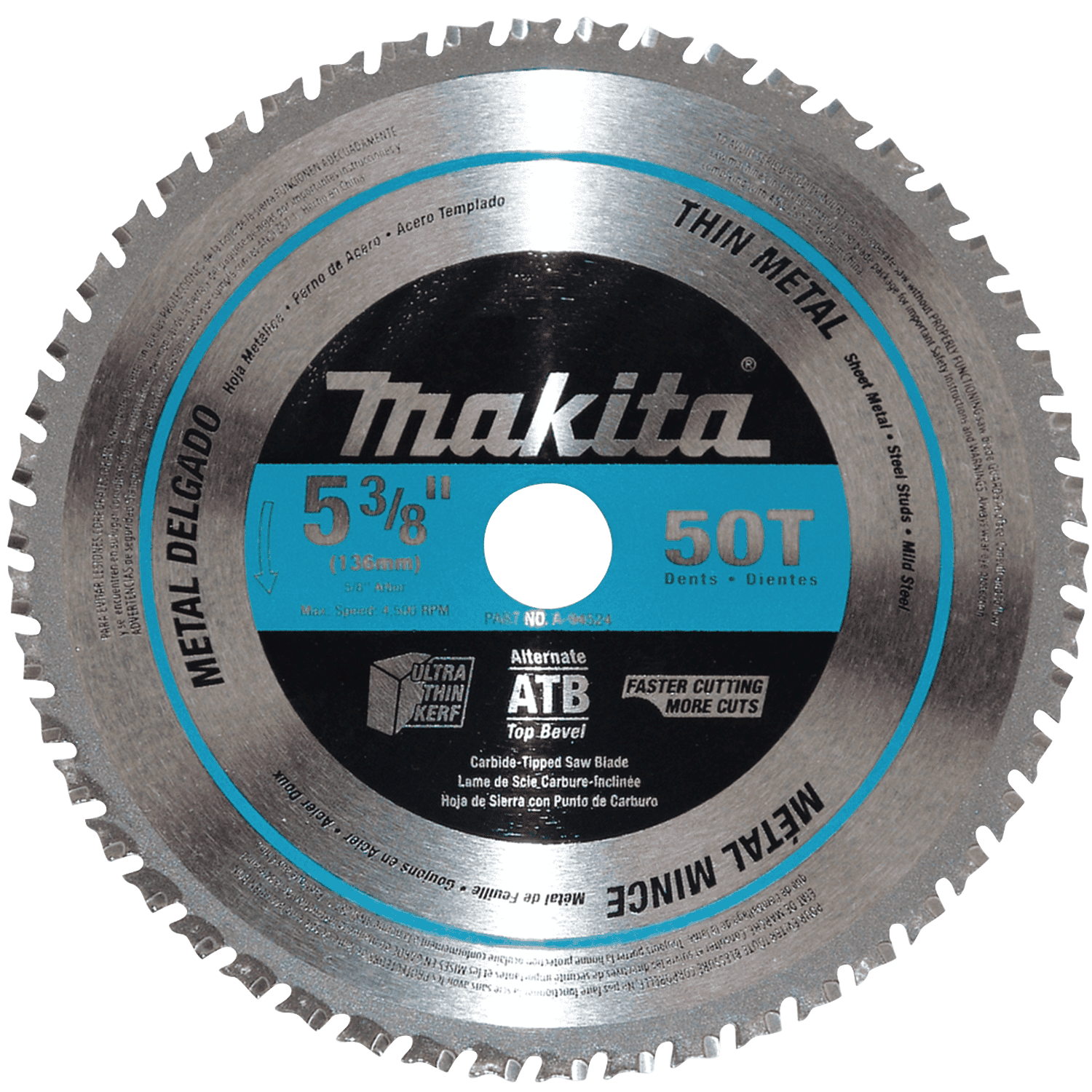 Picture of 5-3/8" 50T Carbide-Tipped Saw Blade, Ferrous Metal-Thin Gauge (In.)