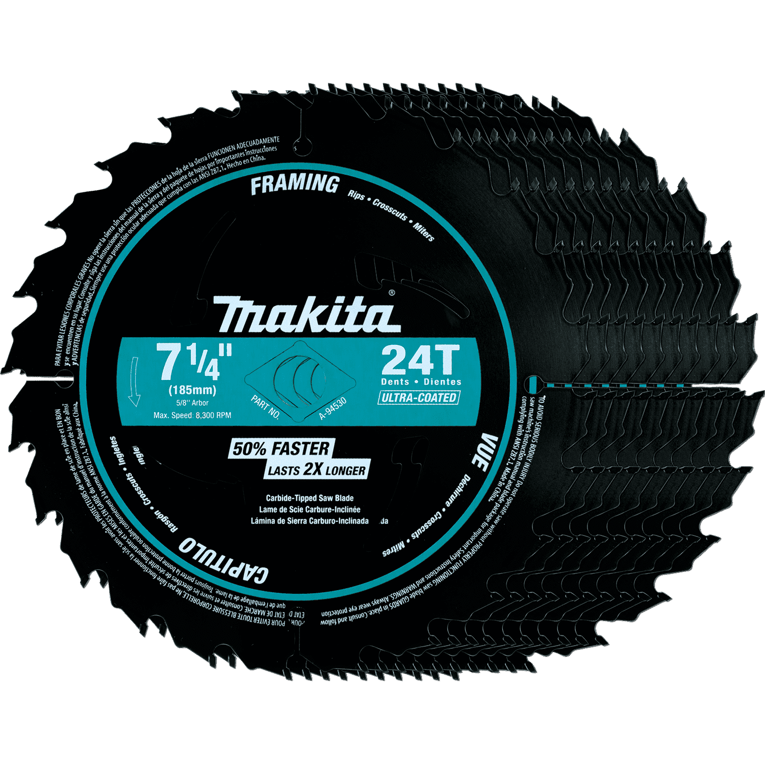 Picture of 7-1/4" 24T Carbide-Tipped Ultra-Coated Circular Saw Blade, Framing, 10/pk