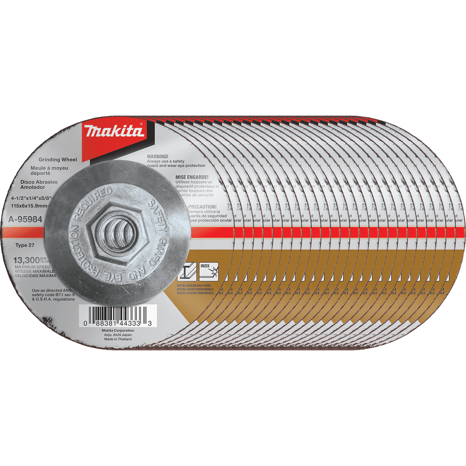 Picture of 4-1/2" x 1/4" x 5/8-11" INOX Grinding Wheel, 36 Grit, 25/pk