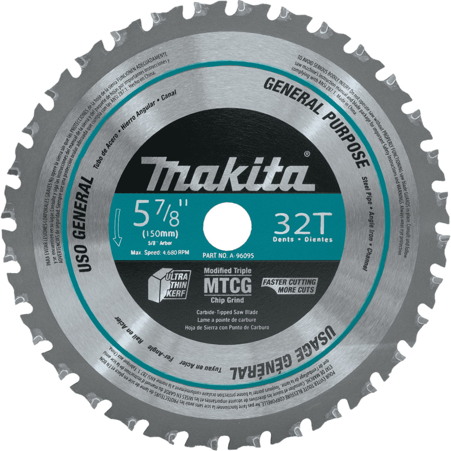 Picture of 5-7/8" 32T Carbide-Tipped Saw Blade, Metal/General Purpose