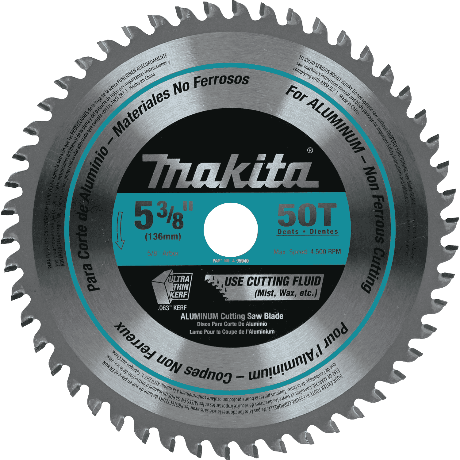 Picture of 5-3/8" 50T Carbide-Tipped Saw Blade, Aluminum