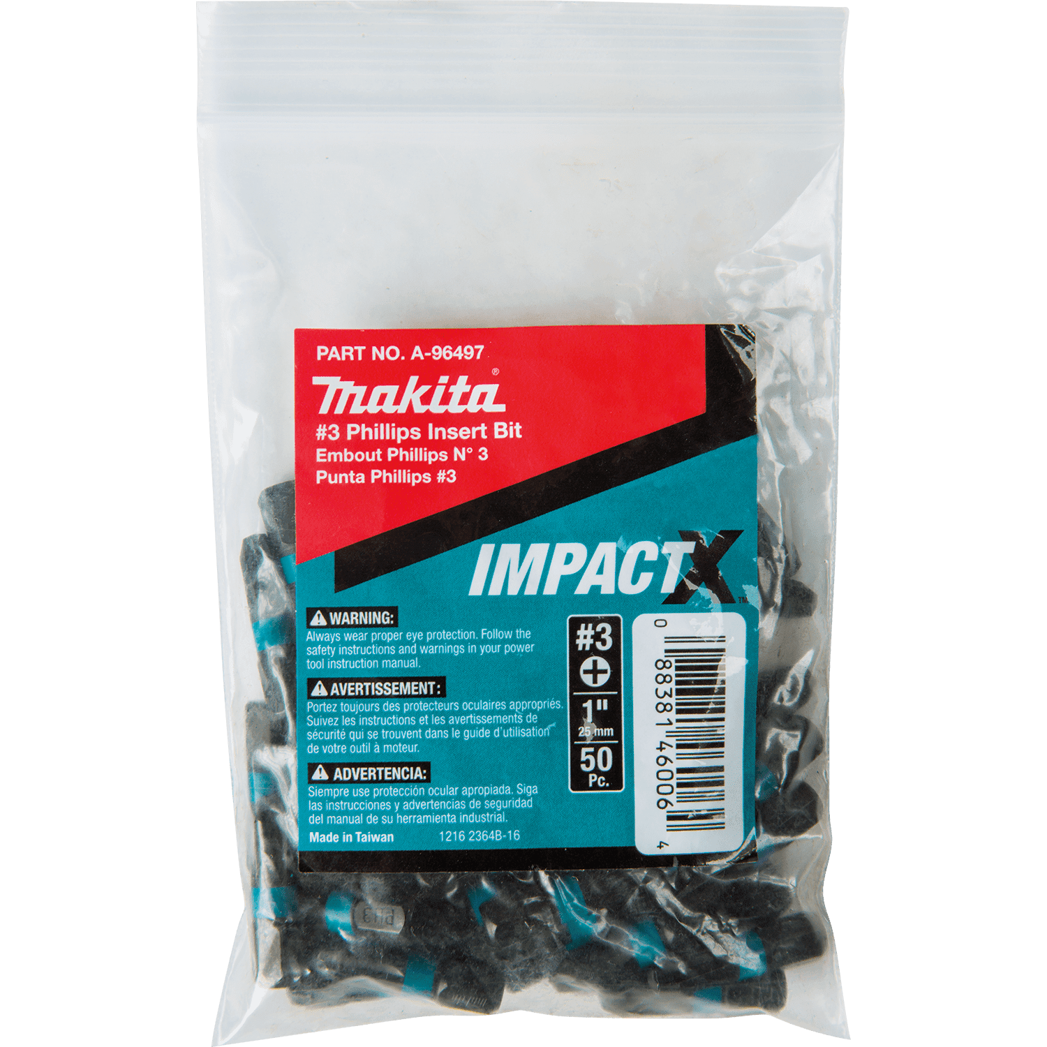 Picture of ImpactX™ #3 Phillips 1" Insert Bit, 50/pk, Bulk