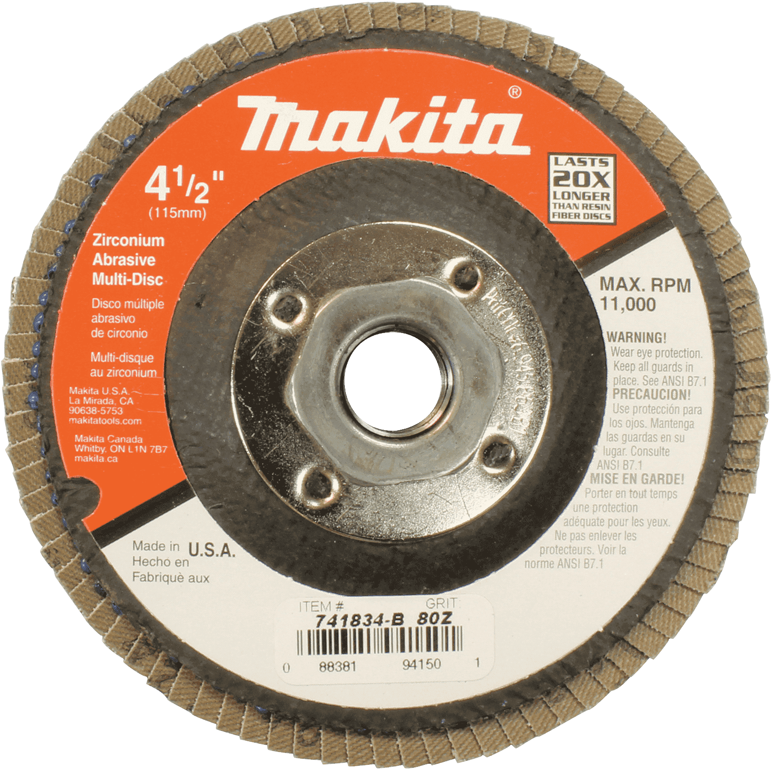 Picture of 4-1/2" Multi-Disc Hubbed, 80 Grit, Angled Type 29, 10/pk