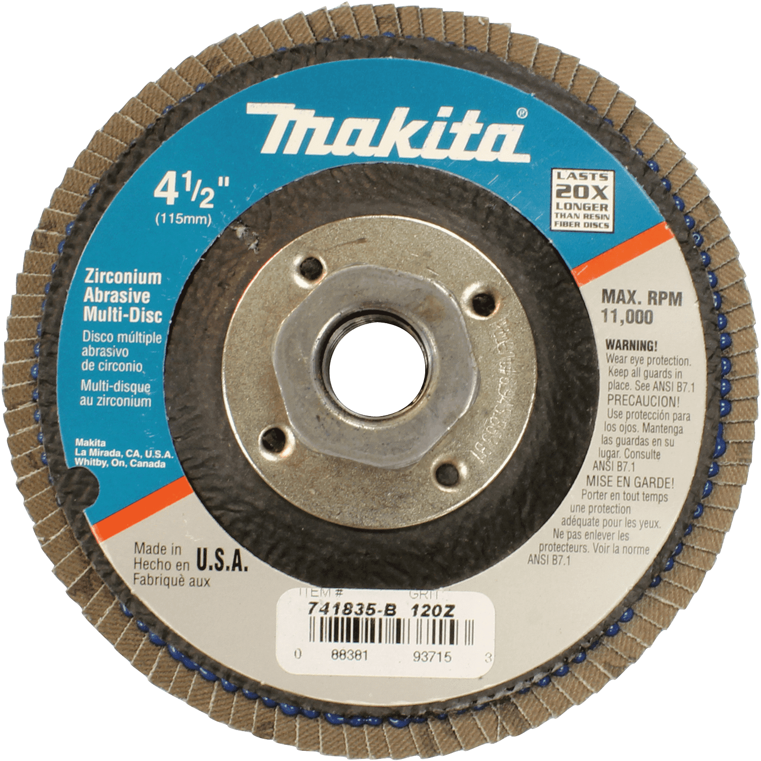 Picture of 4-1/2" Multi-Disc Hubbed, 120 Grit, Angled Type 29, 10/pk