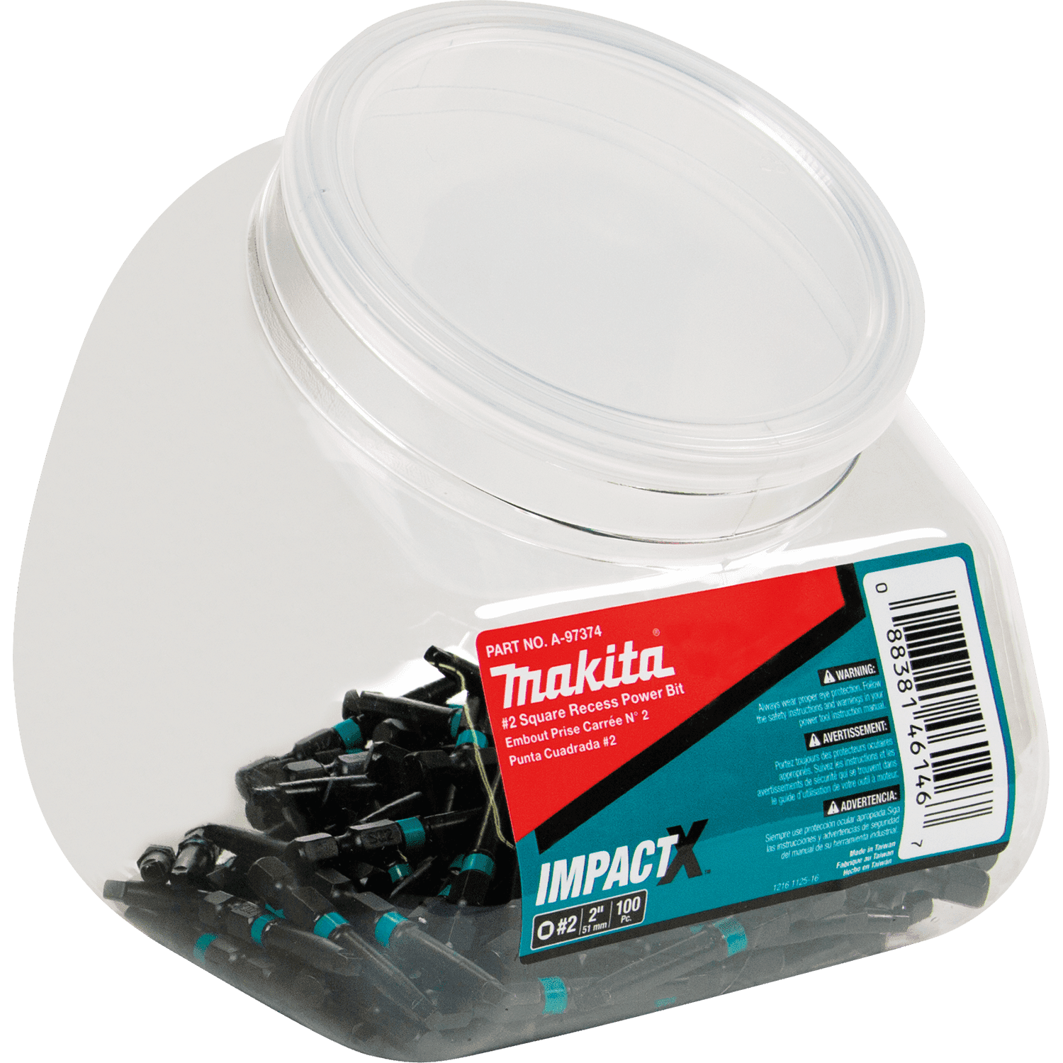 Picture of ImpactX #2 Square Recess 2" Power Bit, 100/pk, Jar