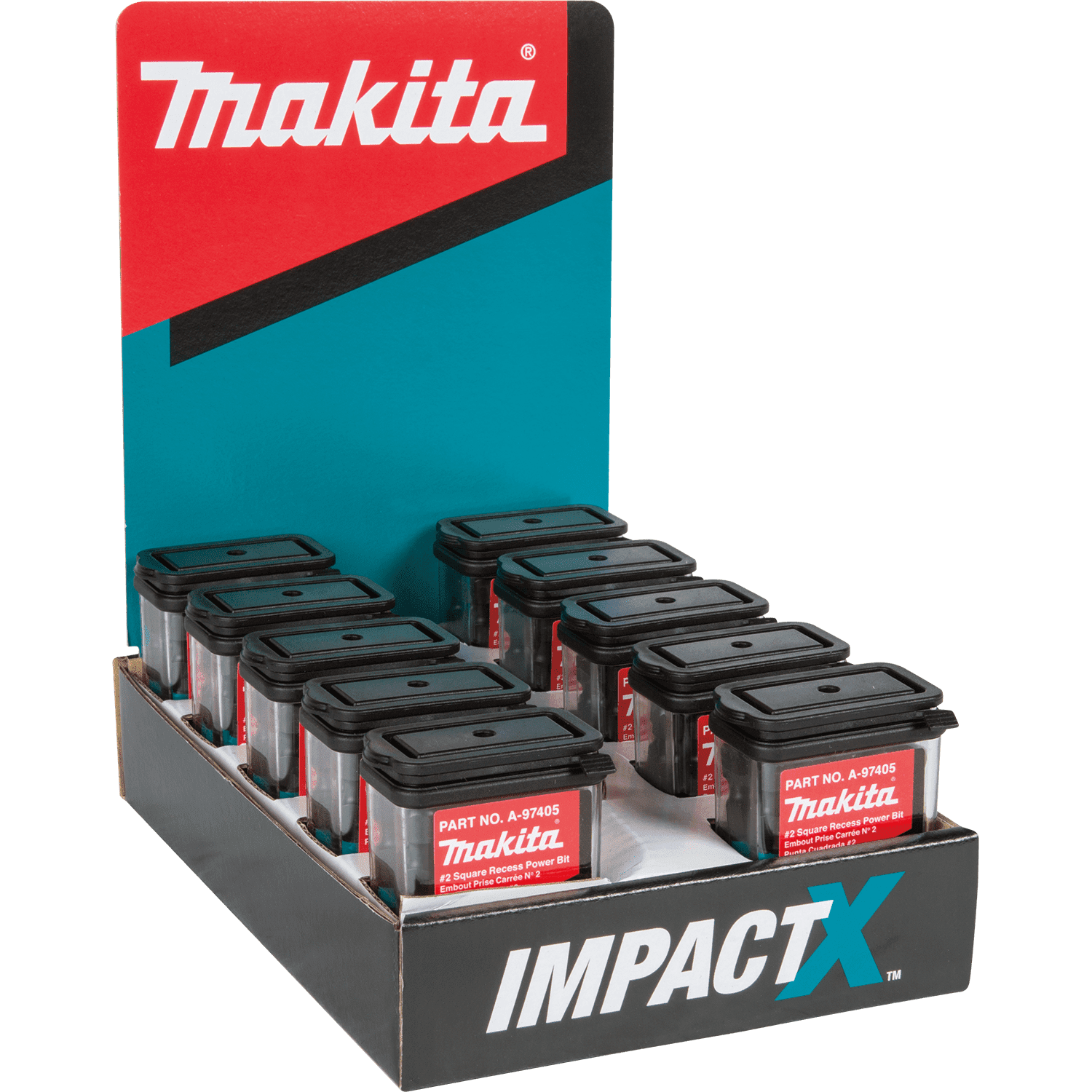 Picture of ImpactX #2 Square Recess 2" Power Bit, 10 x 15/pk, Display