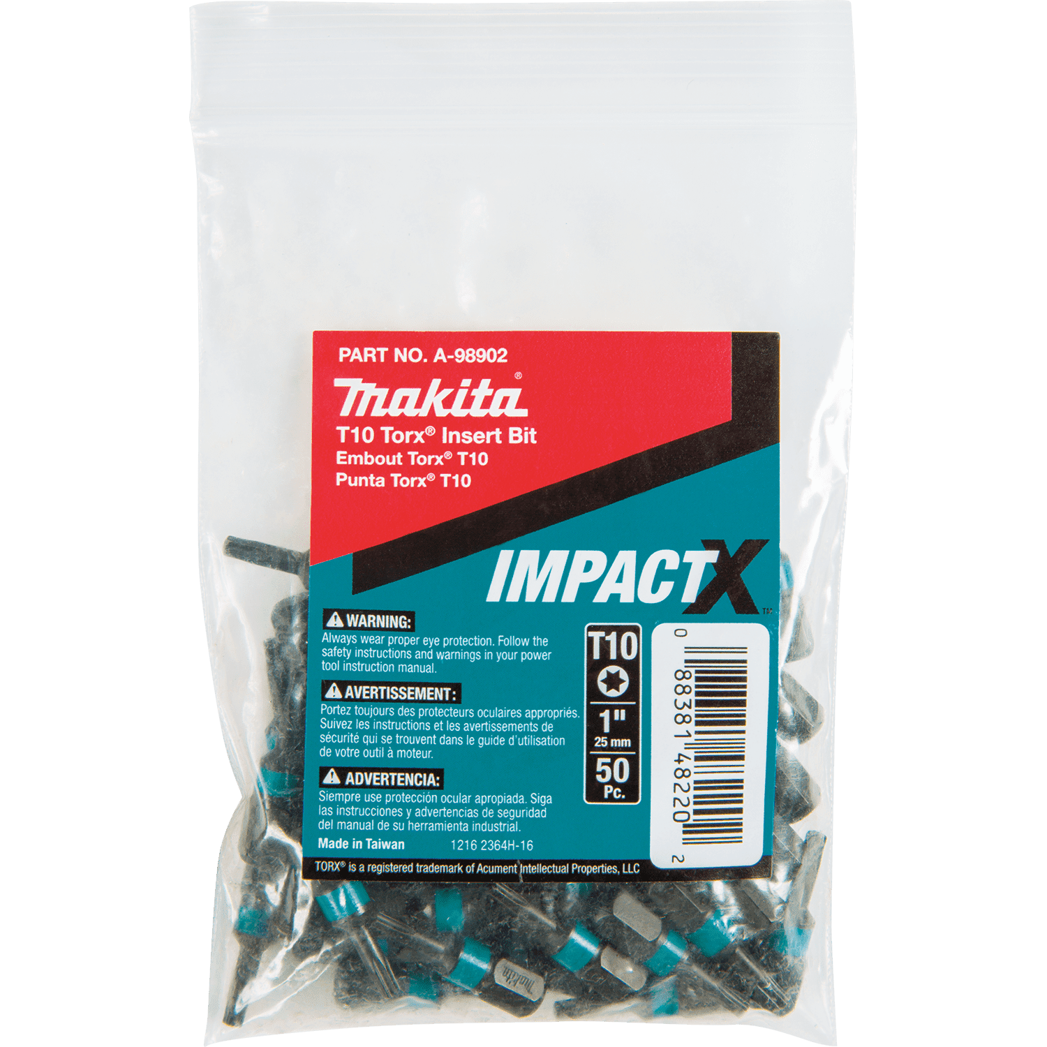 Picture of ImpactX T10 Torx 1" Insert Bit, 50/pk, Bulk