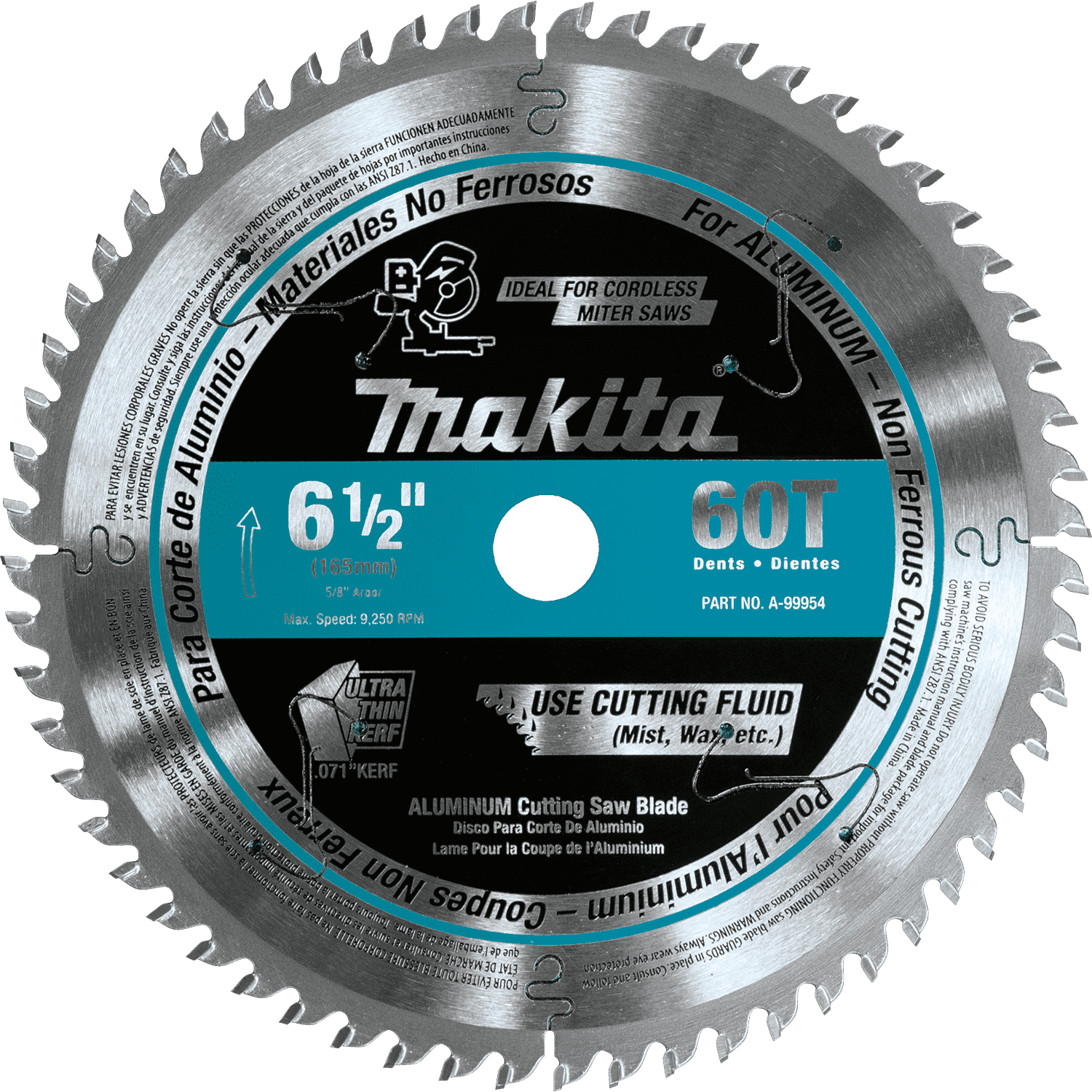 Picture of 6-1/2" 60T Carbide-Tipped Ultra-Thin Kerf Saw Blade, Aluminum