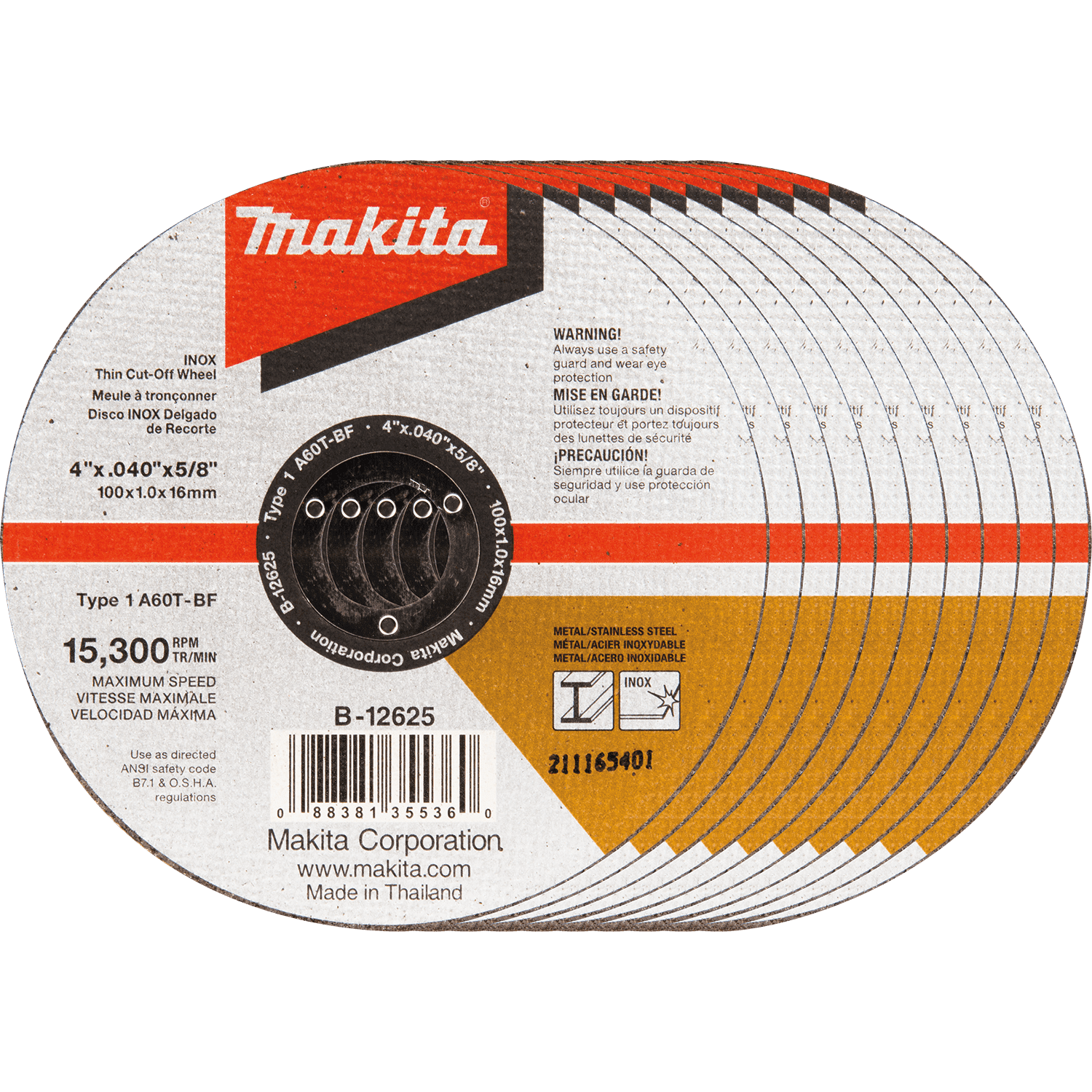 Picture of 4" x .040" x 5/8" INOX Thin Cut-Off Wheel, 10/pk