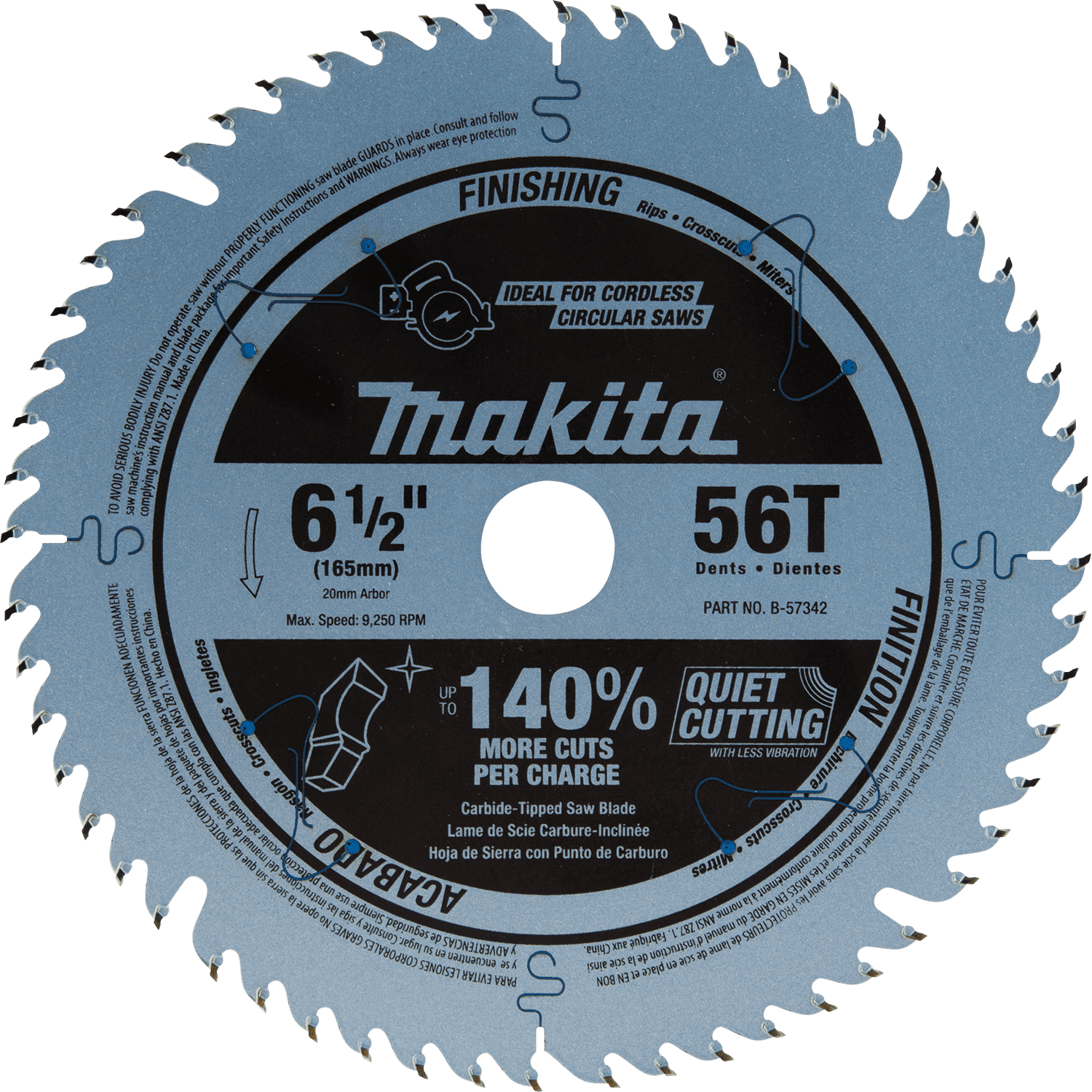 Picture of 6-1/2" 56T Carbide-Tipped Cordless Plunge Saw Blade