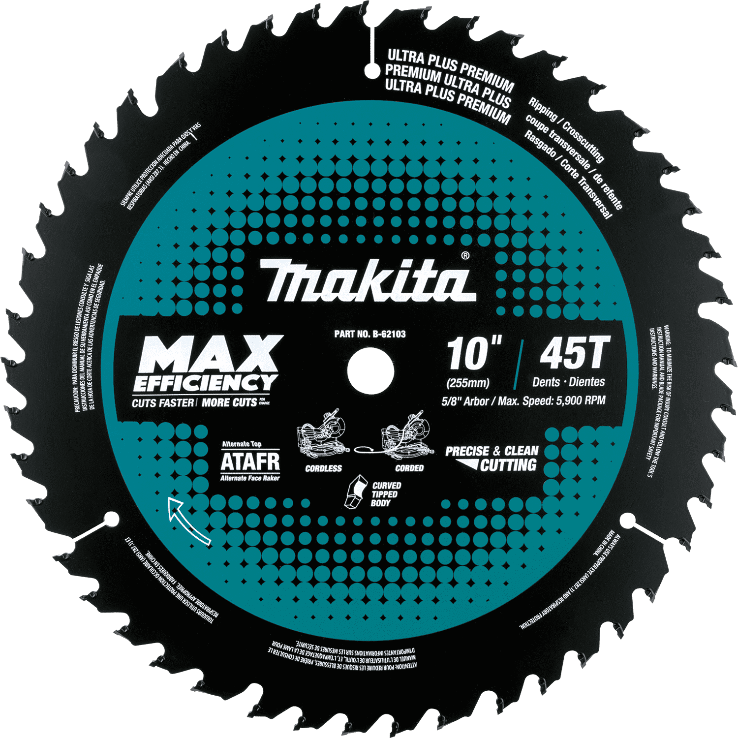Picture of 10" 45T Carbide-Tipped Max Efficiency Miter Saw Blade