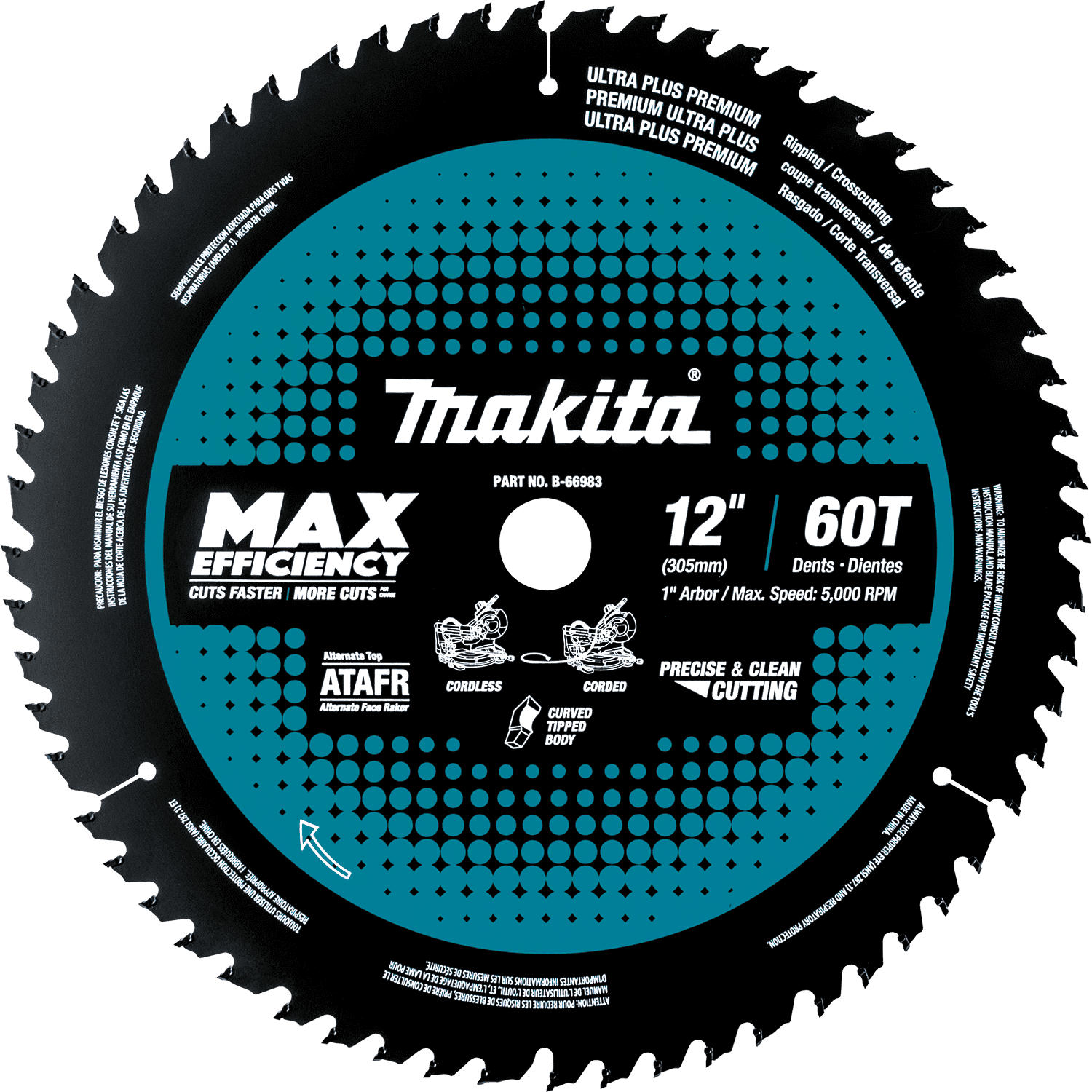 Picture of 12" 60T Carbide-Tipped Max Efficiency Miter Saw Blade