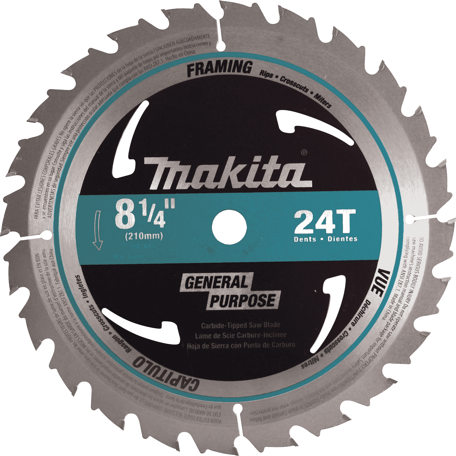 Picture of 8-1/4" 24T Carbide-Tipped Circular Saw Blade, Framing