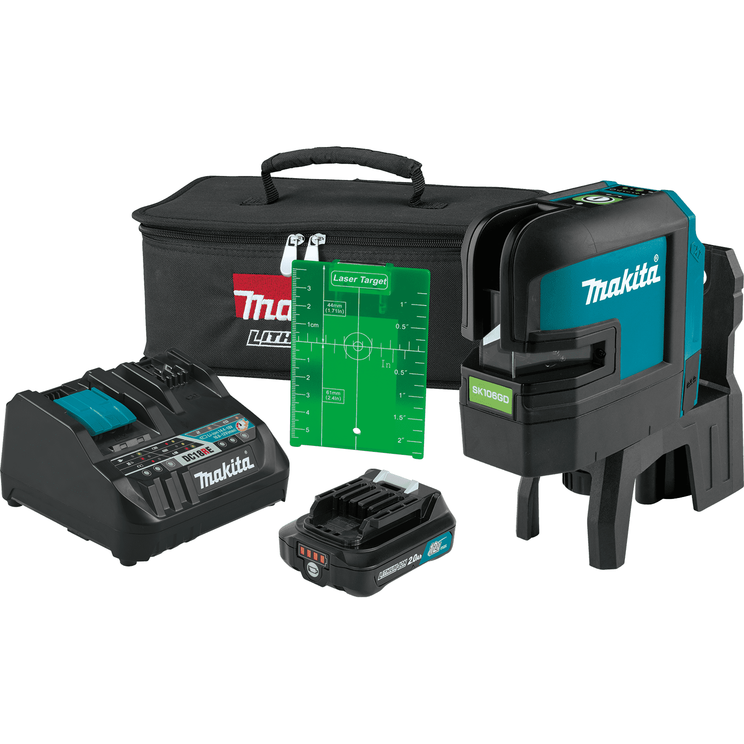 Picture of 12V max CXT Lithium-Ion Cordless Self-Leveling Cross-Line/4-Point Green Beam Laser Kit (2.0Ah)