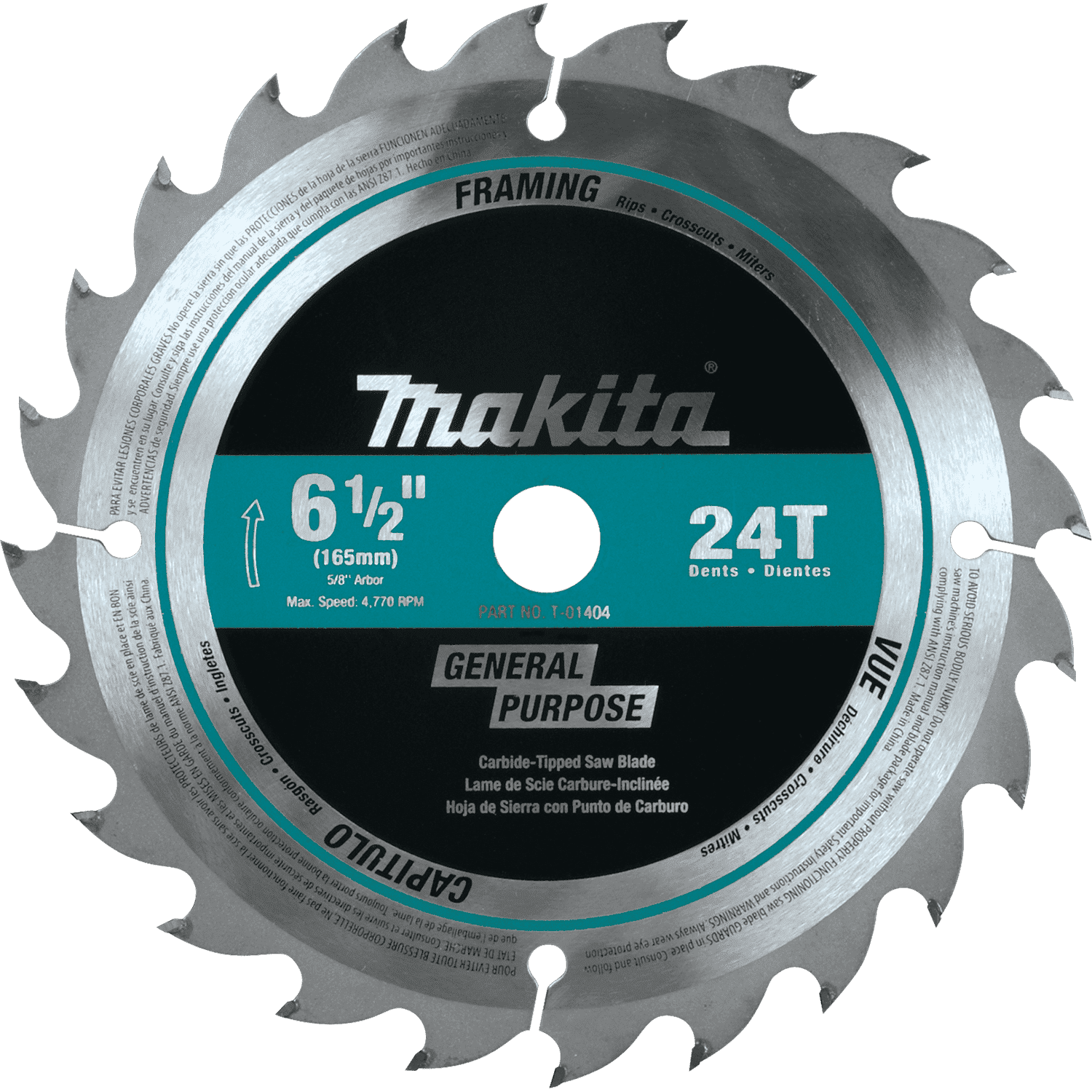 Picture of 6-1/2" 24T Carbide-Tipped Circular Saw Blade, Framing