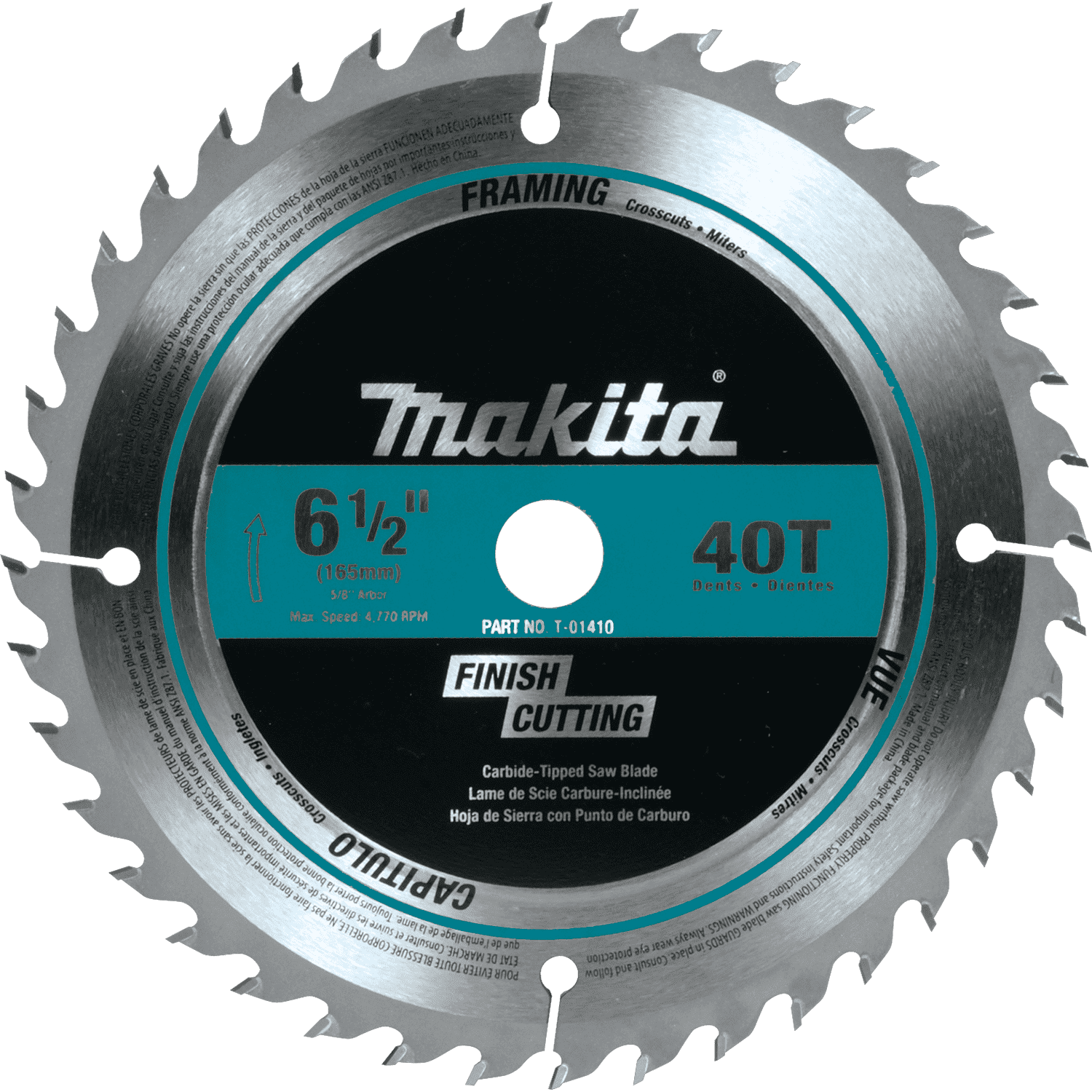 Picture of 6-1/2" 40T Carbide-Tipped Circular Saw Blade, Fine Crosscutting