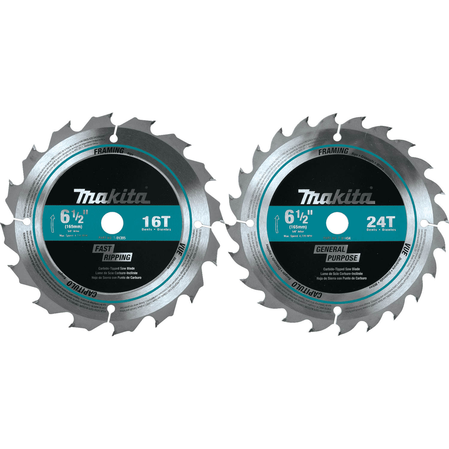Picture of 2 Pc. 6-1/2" Carbide-Tipped Circular Saw Blade Set