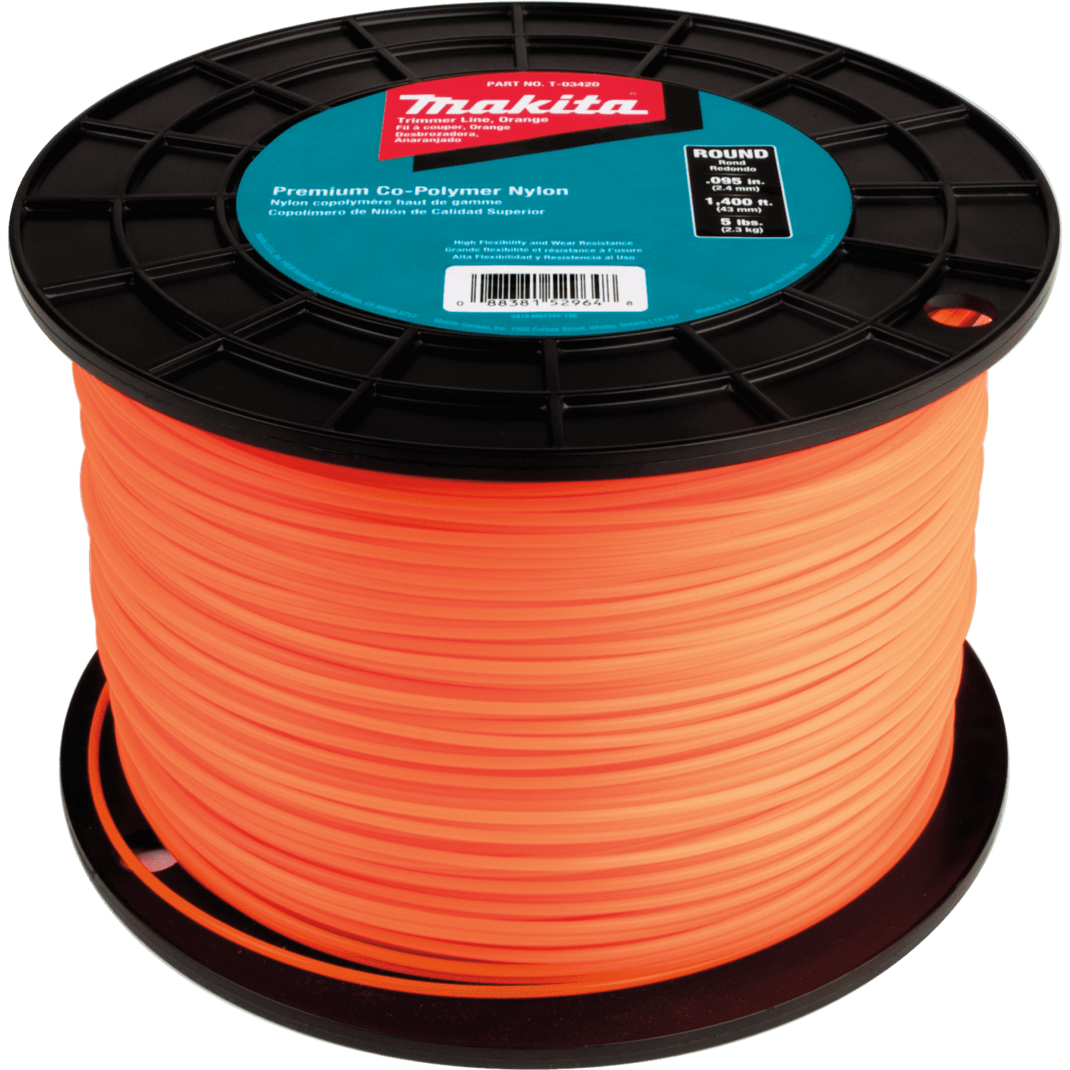 Picture of Round Trimmer Line, 0.095”, Orange, 1,400’, 5 lbs.