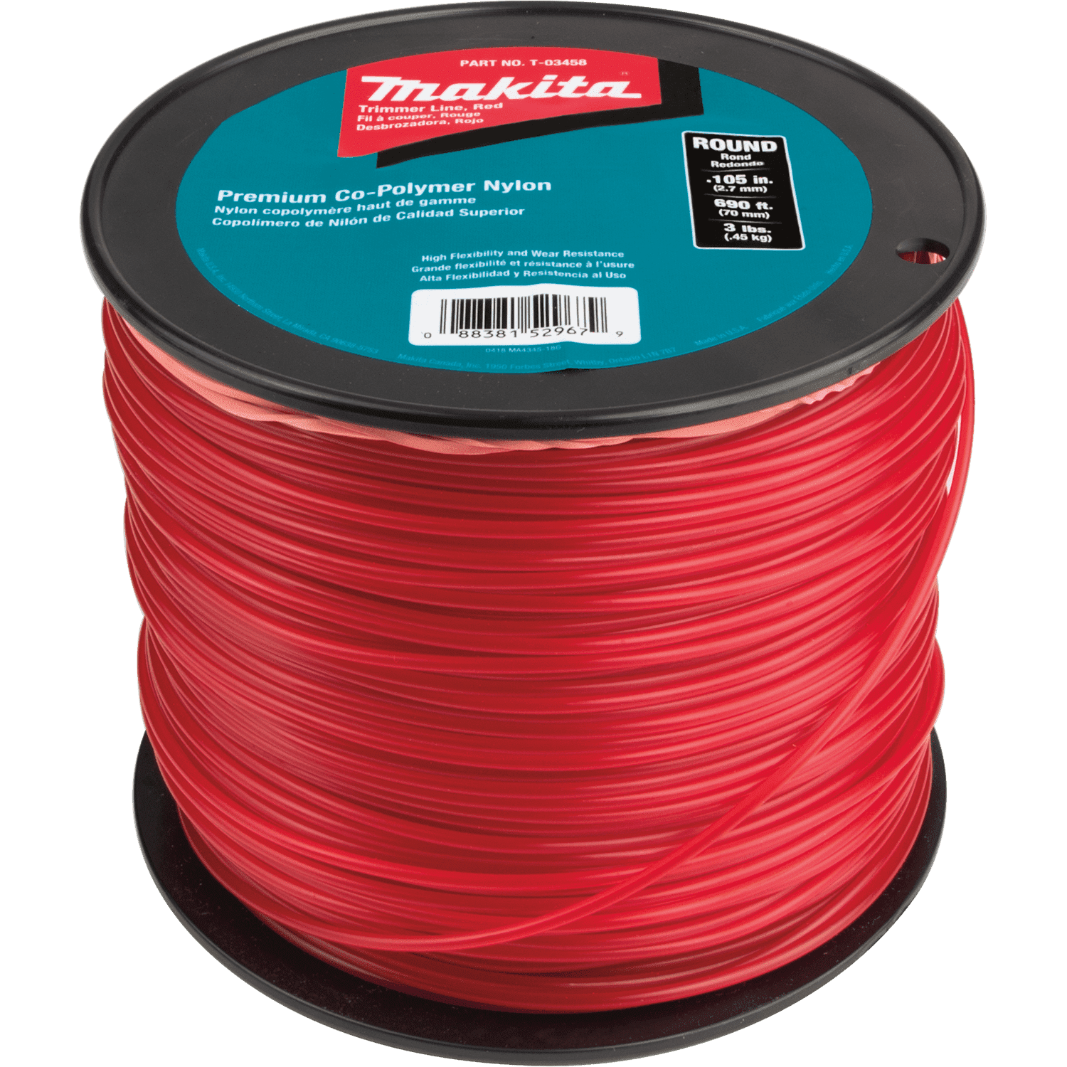 Picture of Round Trimmer Line, 0.105”, Red, 690’, 3 lbs.