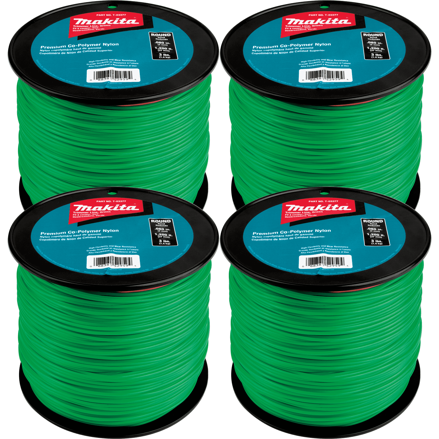 Picture of Round Trimmer Line, 0.080”, Green, 1,200’, 3 lbs., 4/pk